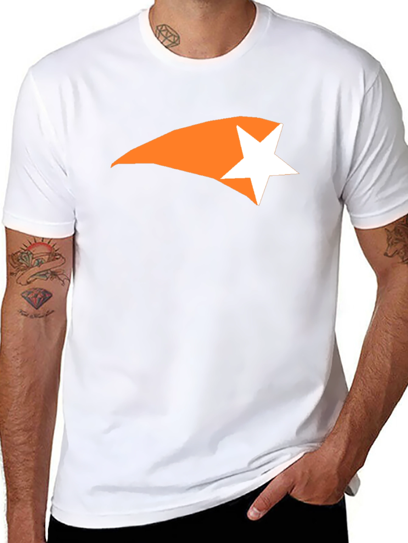 Mens Black Graphic Tee - Comet Star Design
