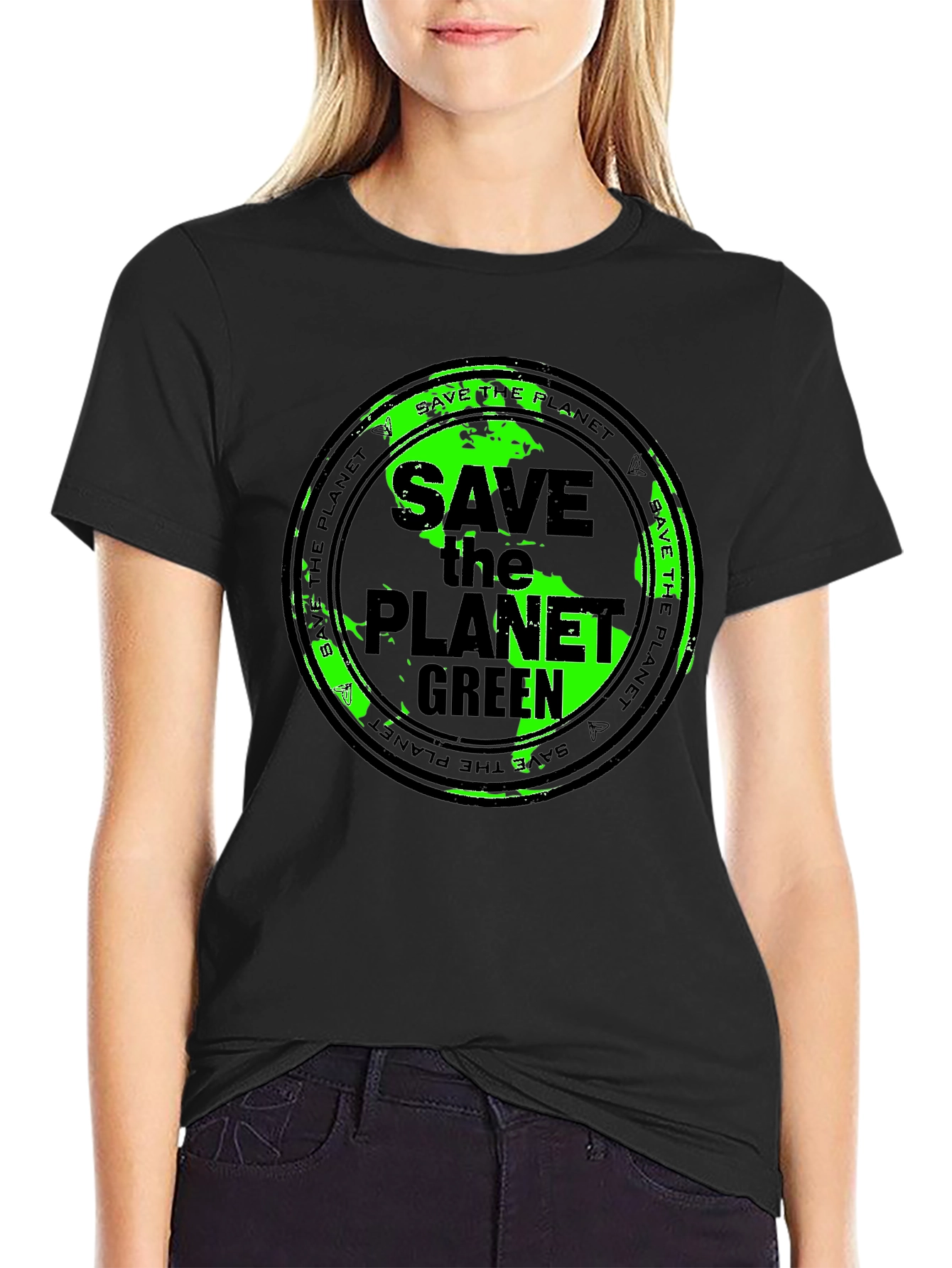 Save the Planet Green Graphic Tee - Eco-Friendly T-Shirt