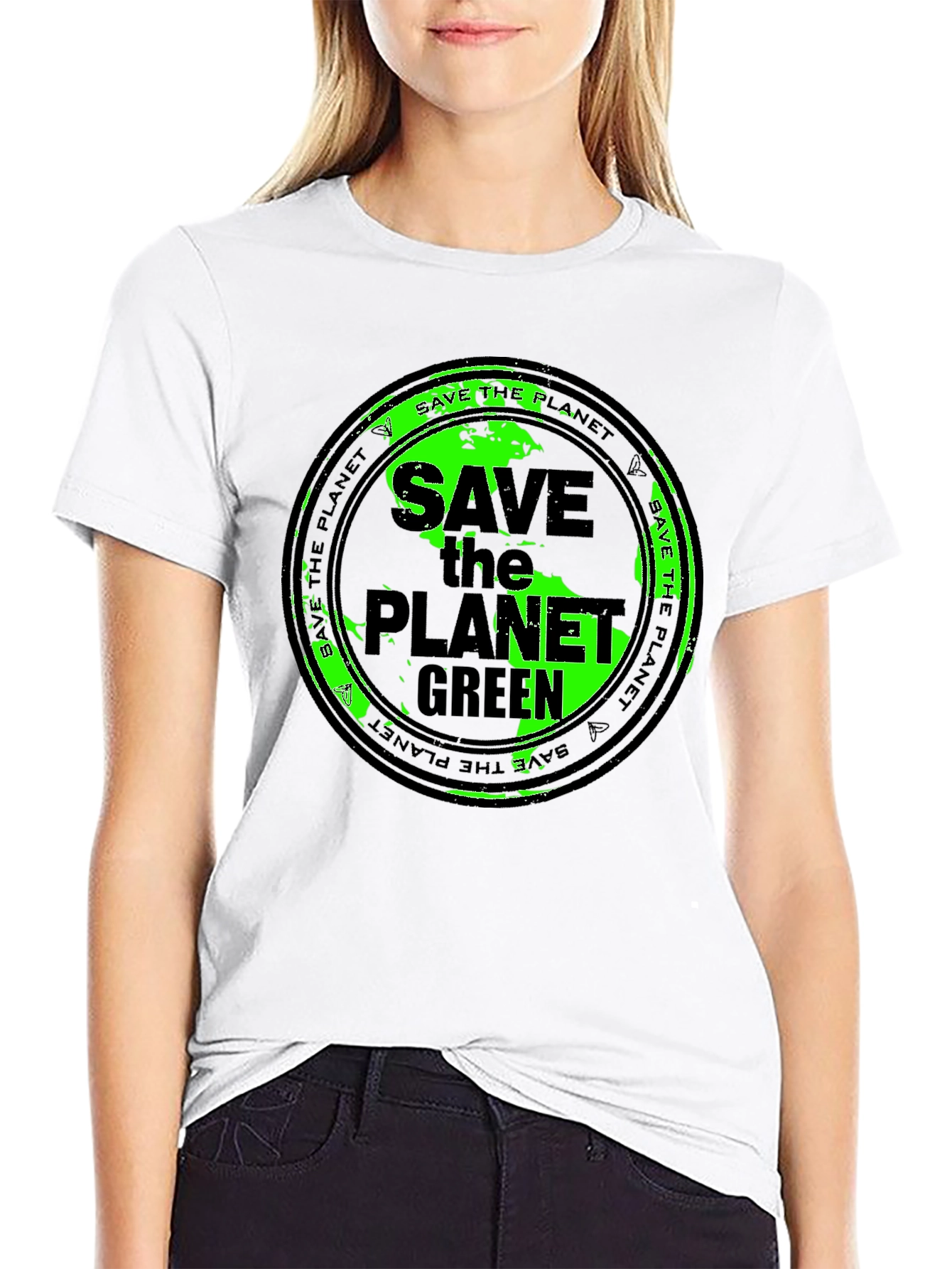 Save the Planet Green Graphic Tee - Eco-Friendly T-Shirt