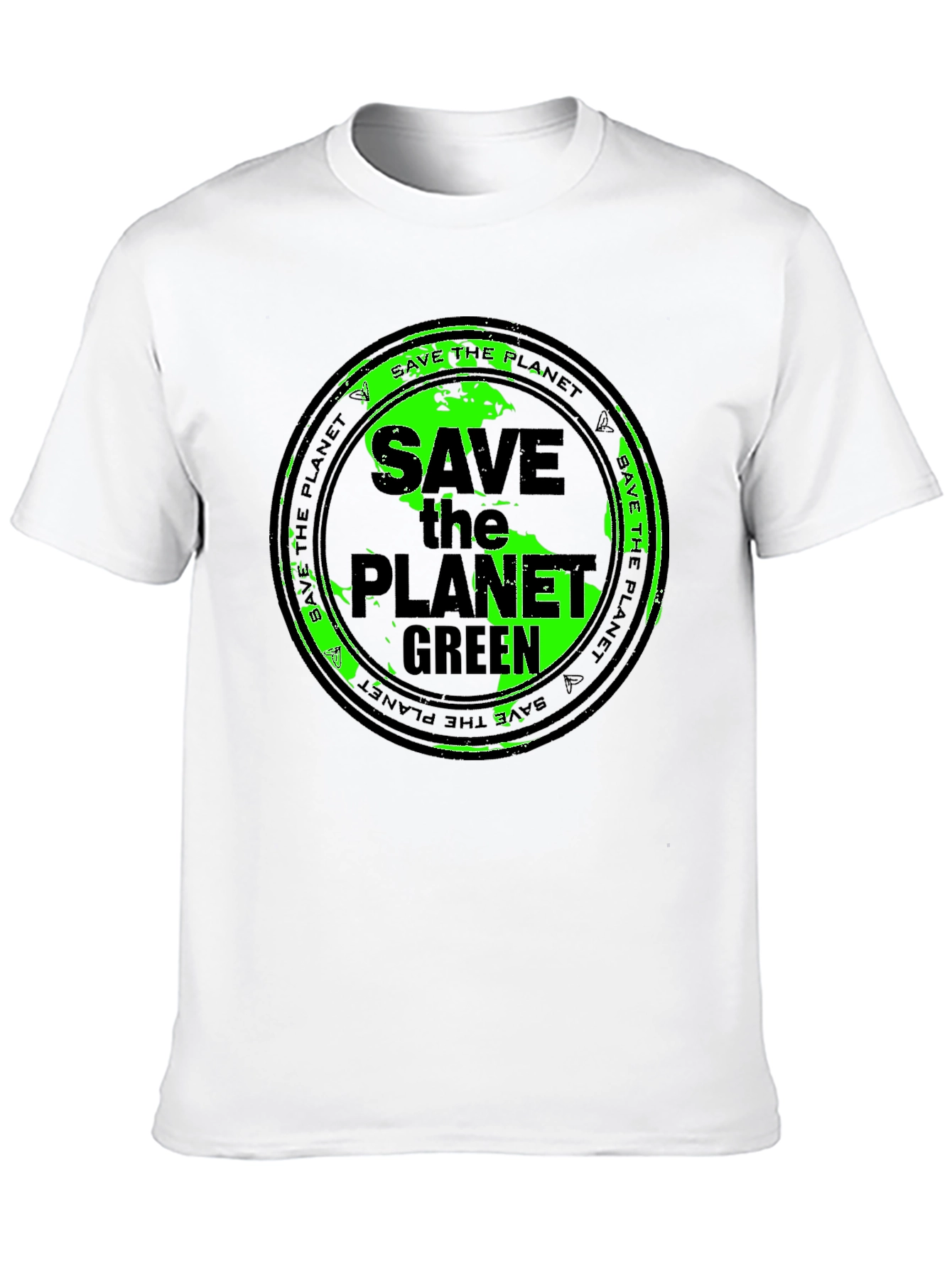 Save the Planet Green Graphic Tee - Eco-Friendly T-Shirt