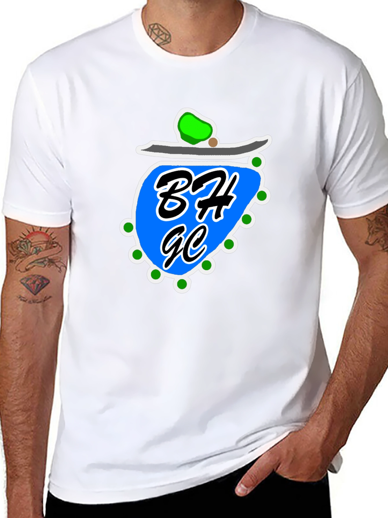 Black Graphic Tee with Blue Design