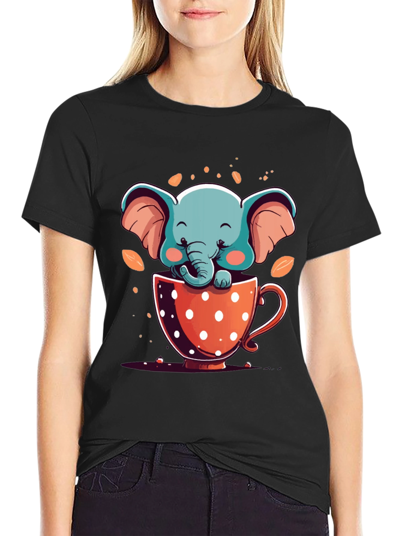 Cute Elephant in Cup Graphic Tee