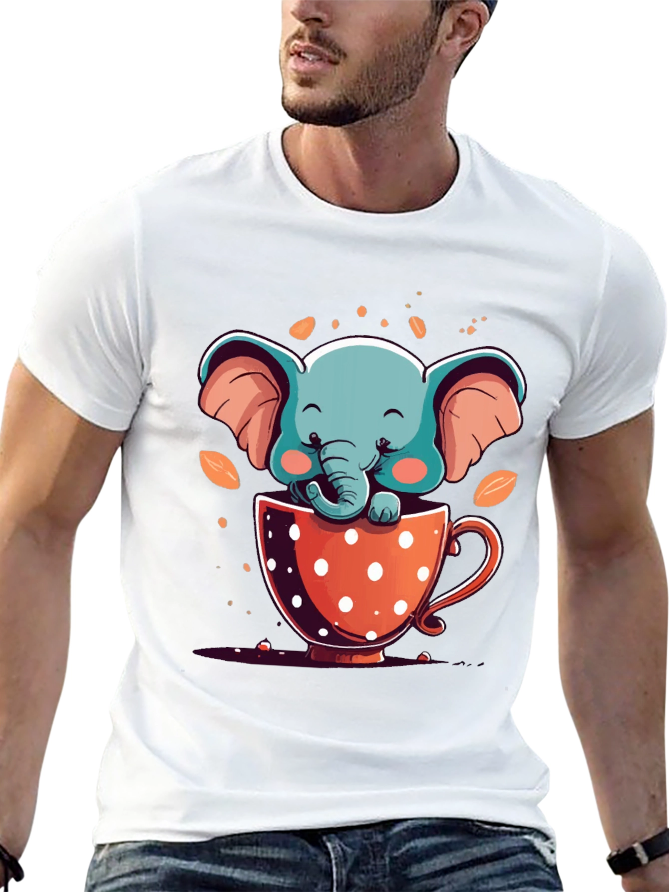 Cute Elephant in Cup Graphic Tee