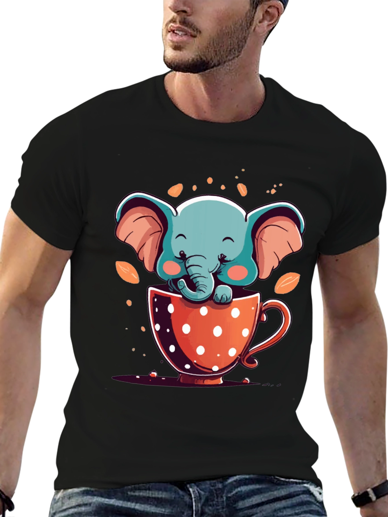 Cute Elephant in Cup Graphic Tee