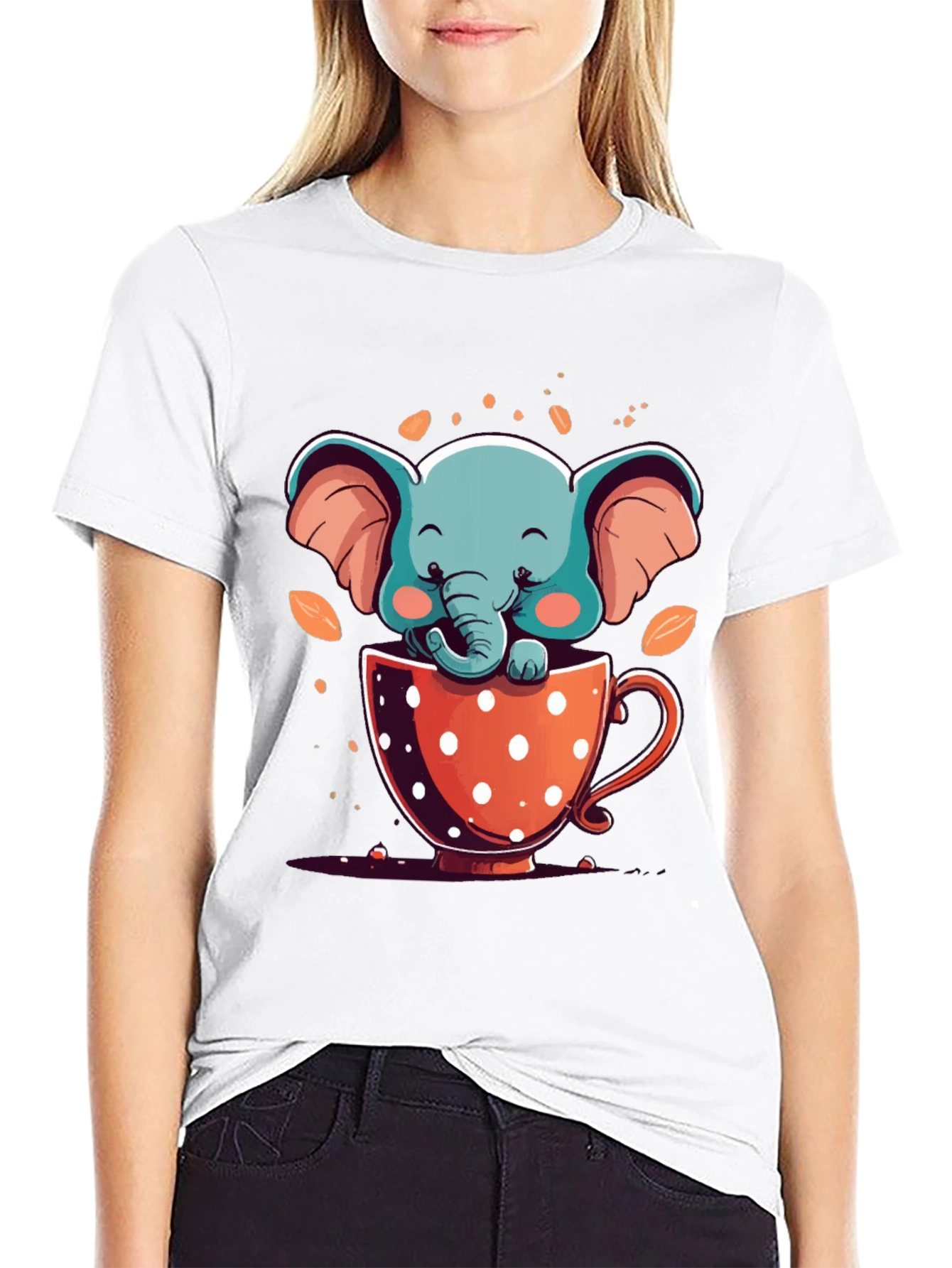 Cute Elephant in Cup Graphic Tee