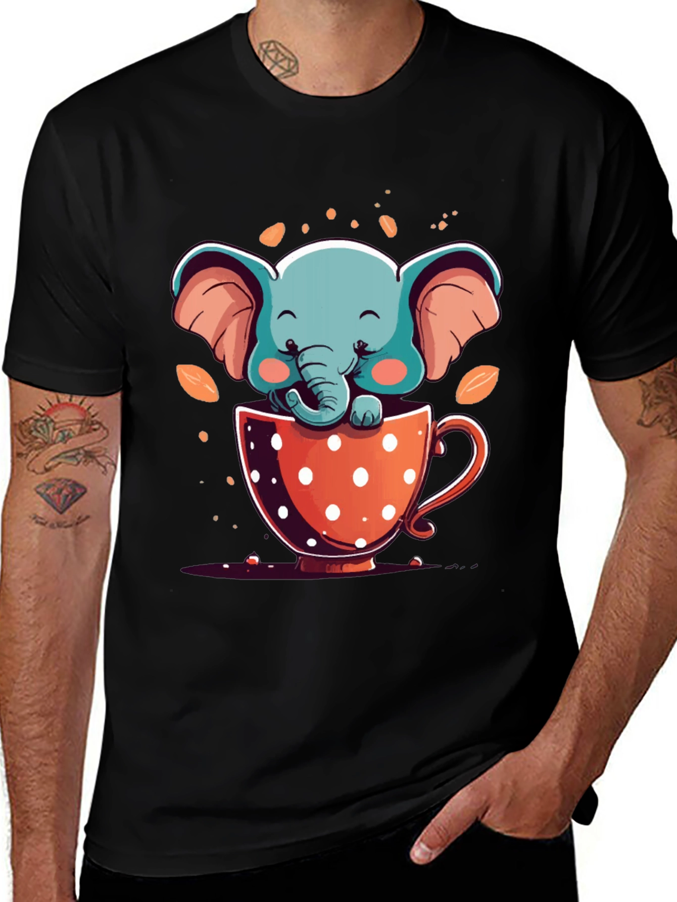 Cute Elephant in Cup Graphic Tee