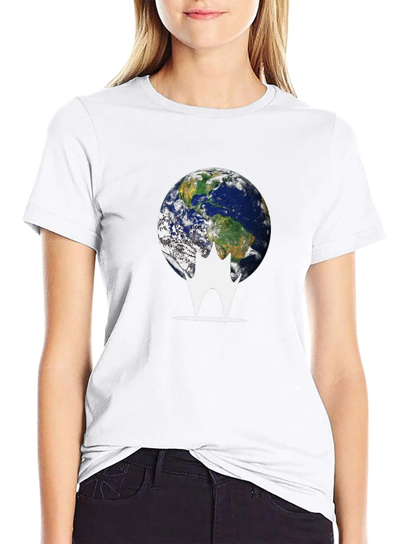 Earth Graphic Tee - Black Cotton Casual Shirt