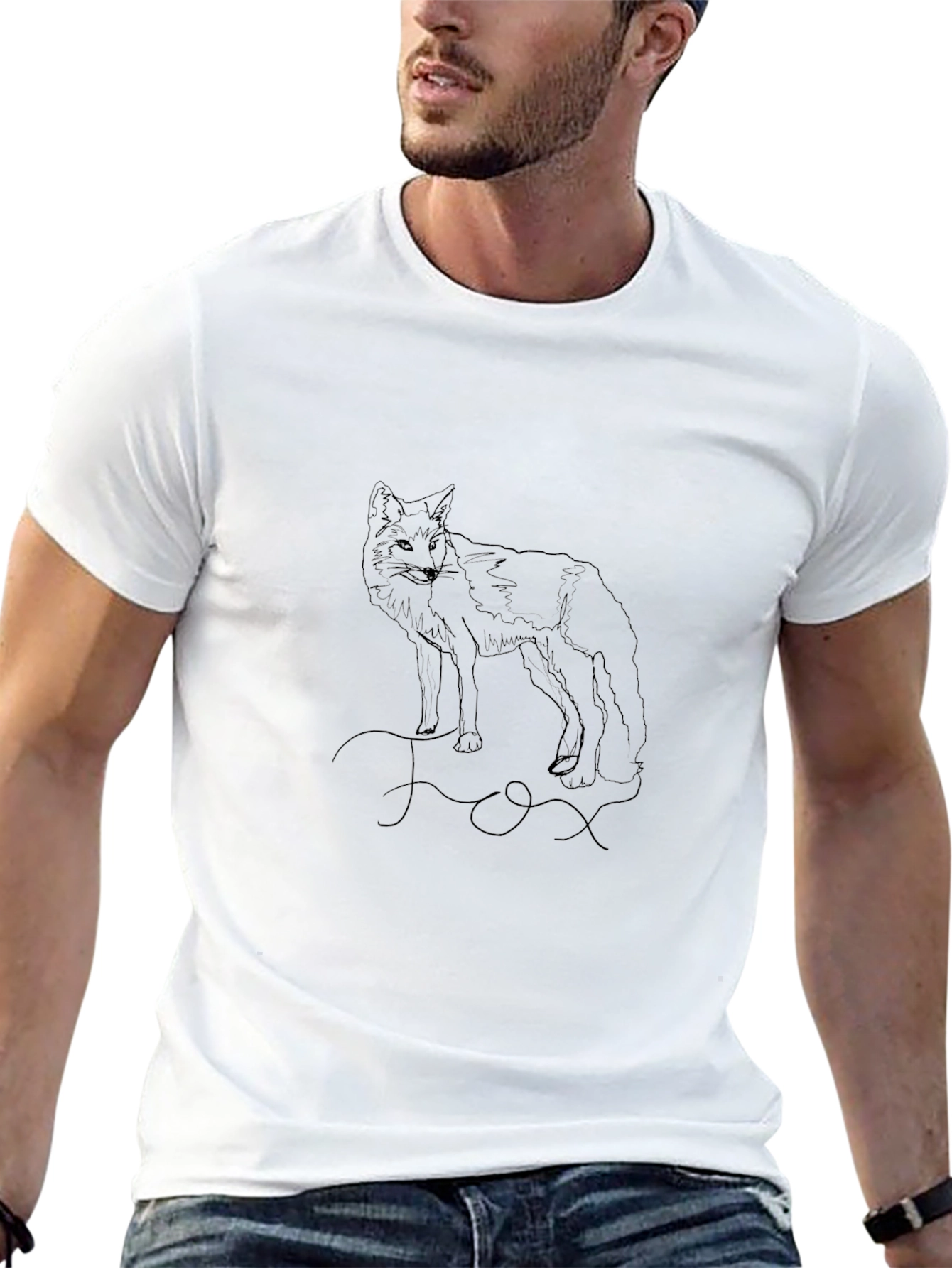 Fox Line Art Graphic Tee - Unisex Black T-Shirt