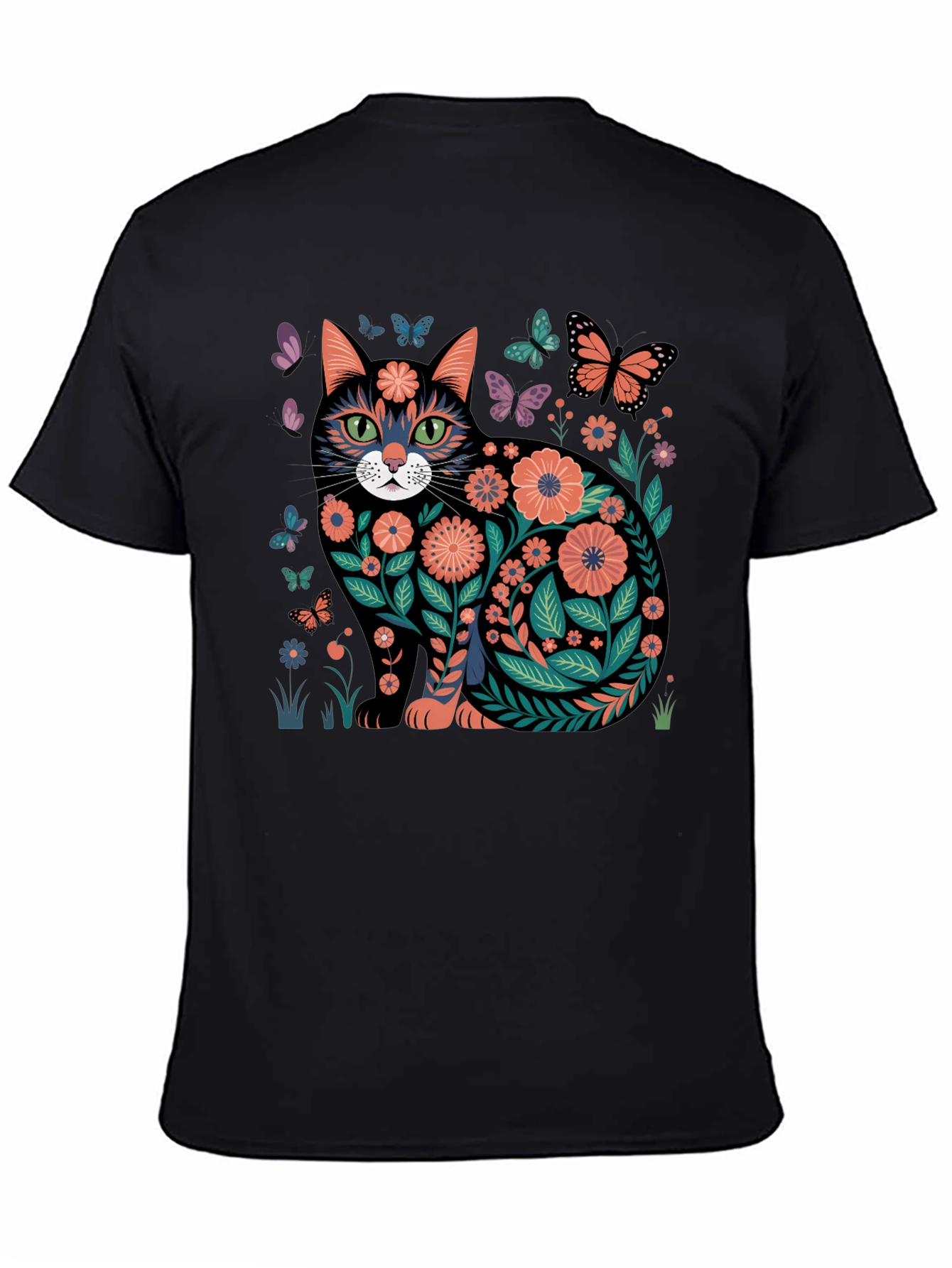 Floral Cat Graphic T-Shirt