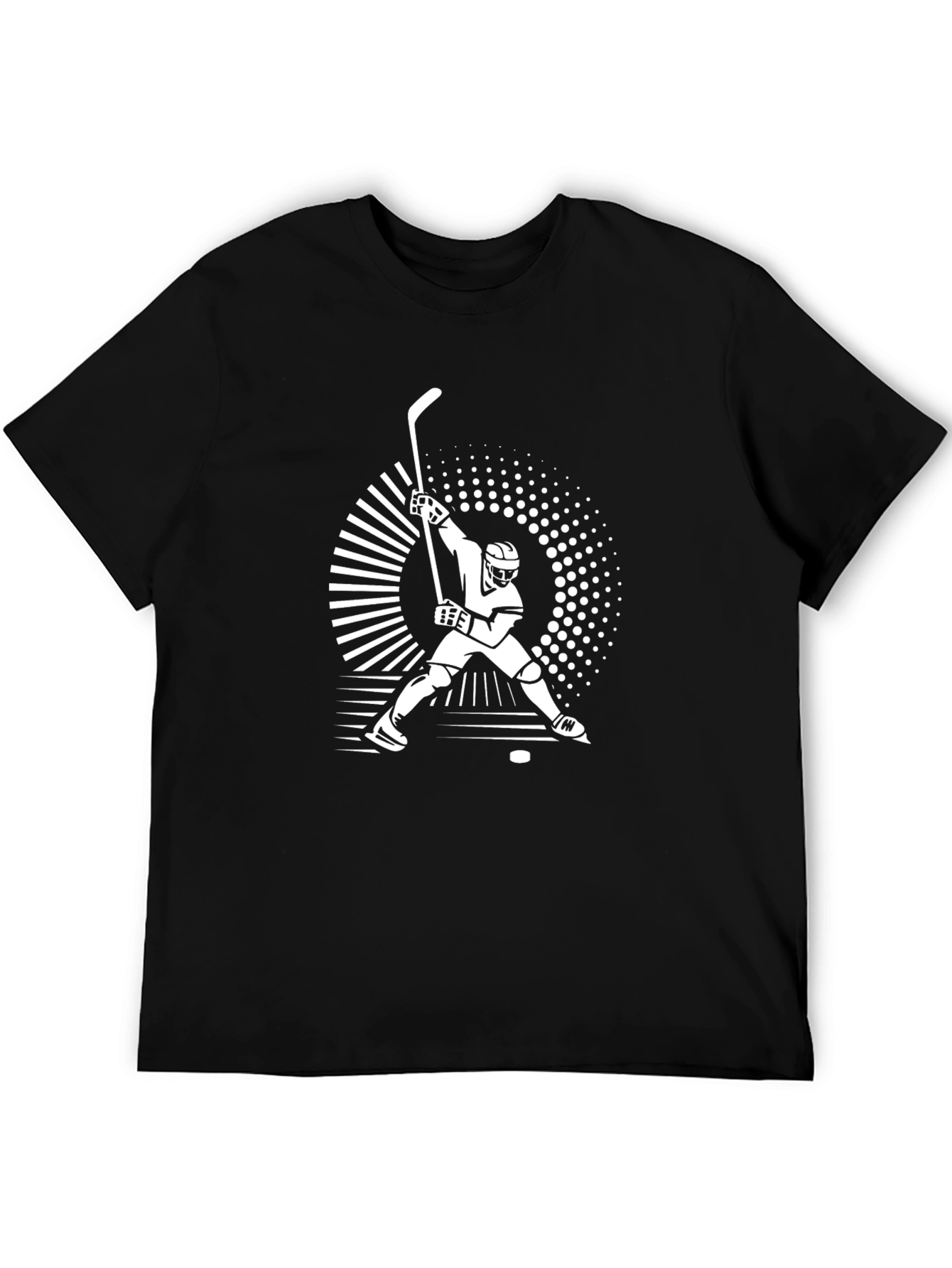 Hockey Player Graphic Tee - Black Casual Cotton Shirt