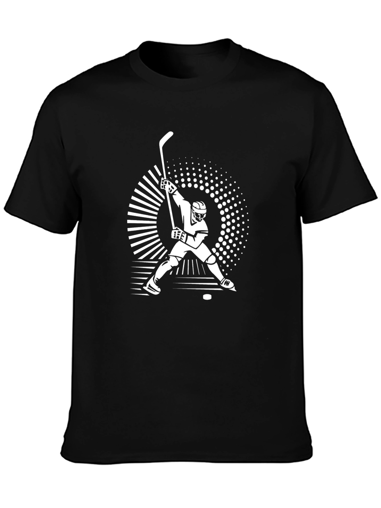 Hockey Player Graphic Tee - Black Casual Cotton Shirt