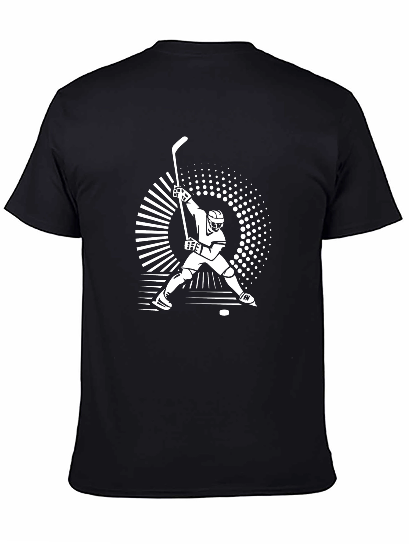 Hockey Player Graphic Tee - Black Casual Cotton Shirt