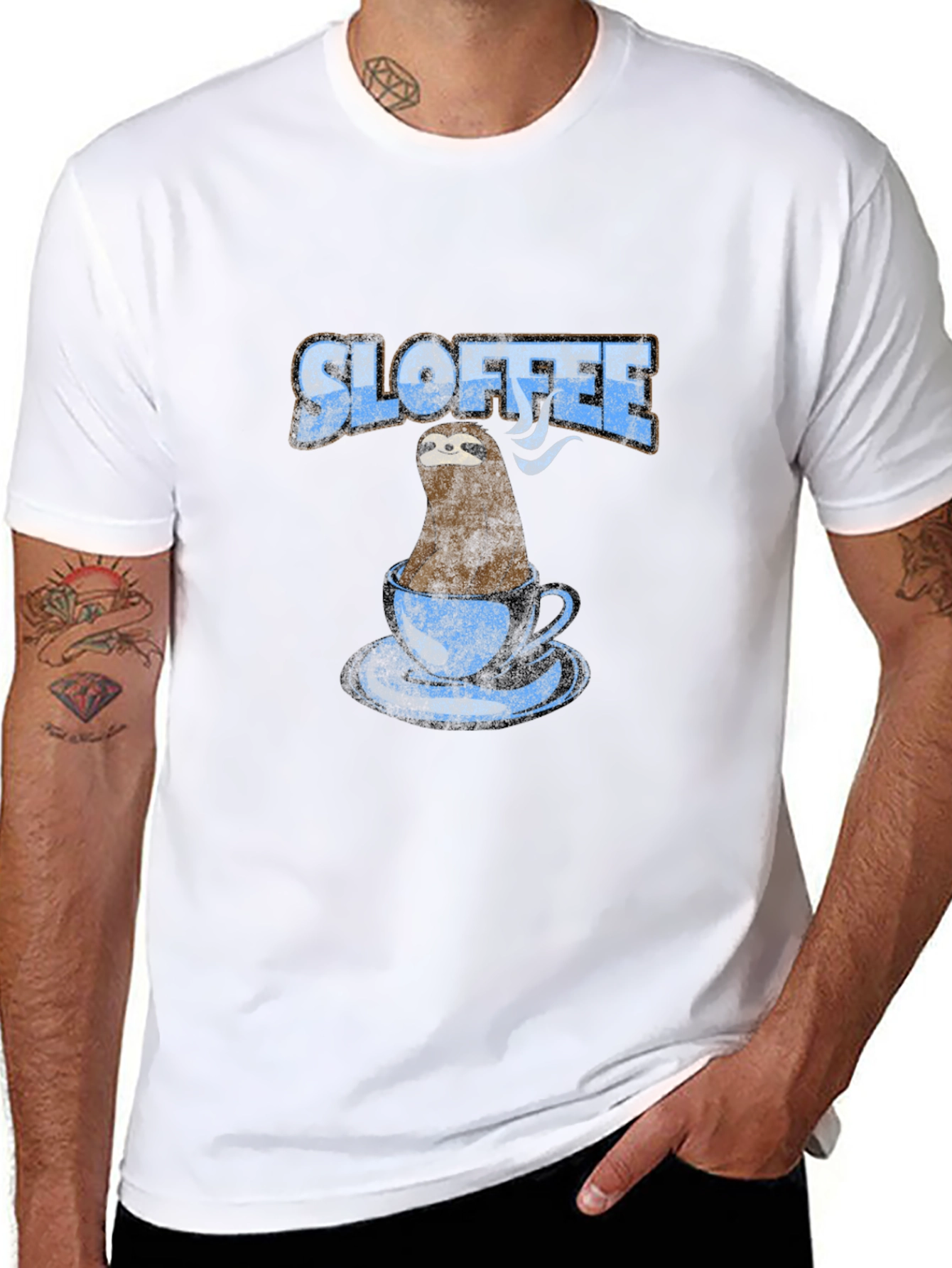 Sloffee T-Shirt - Sloth in Coffee Cup Design