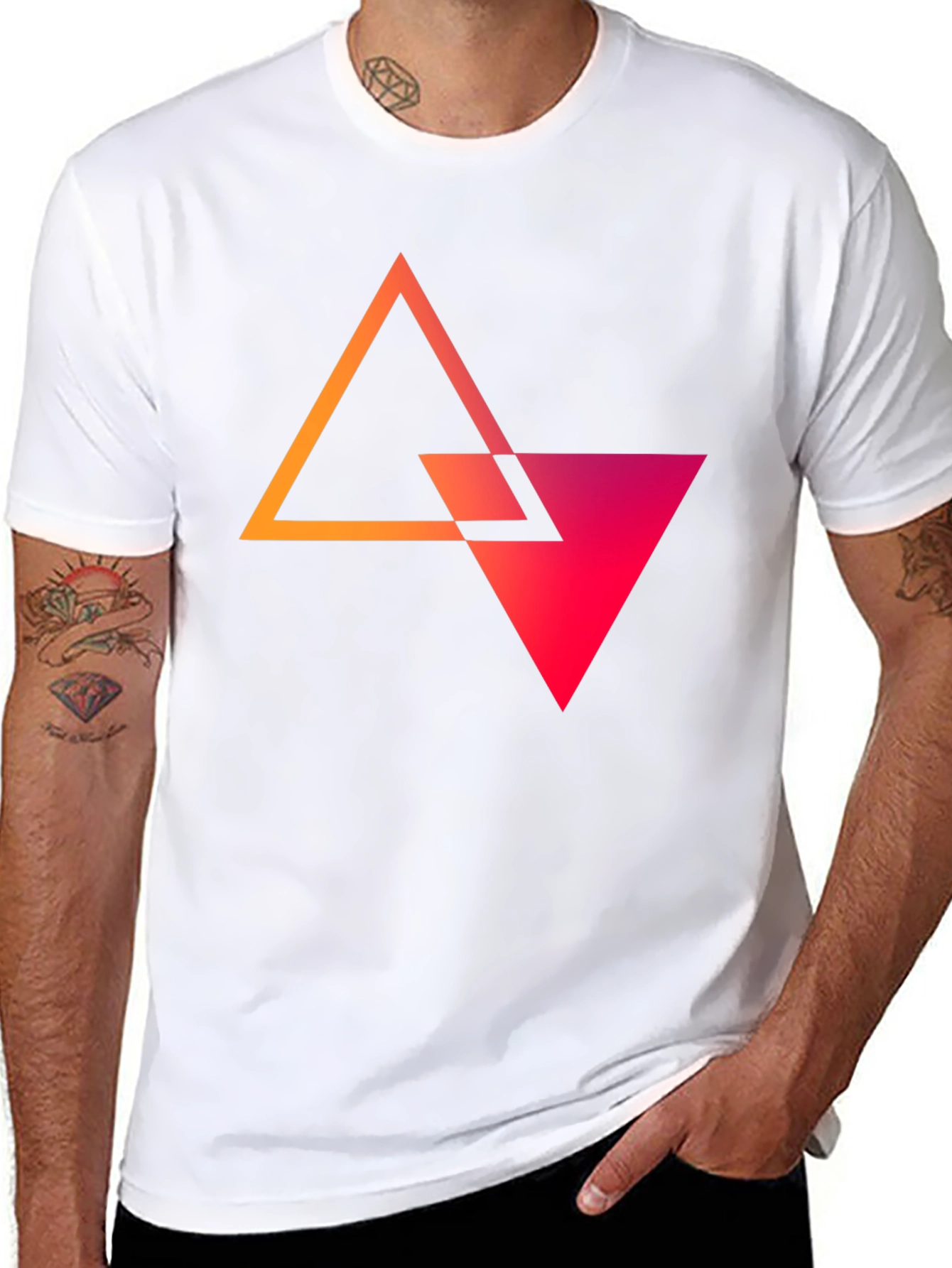 Geometric Triangle Graphic Tee - Stylish Mens Black T-Shirt