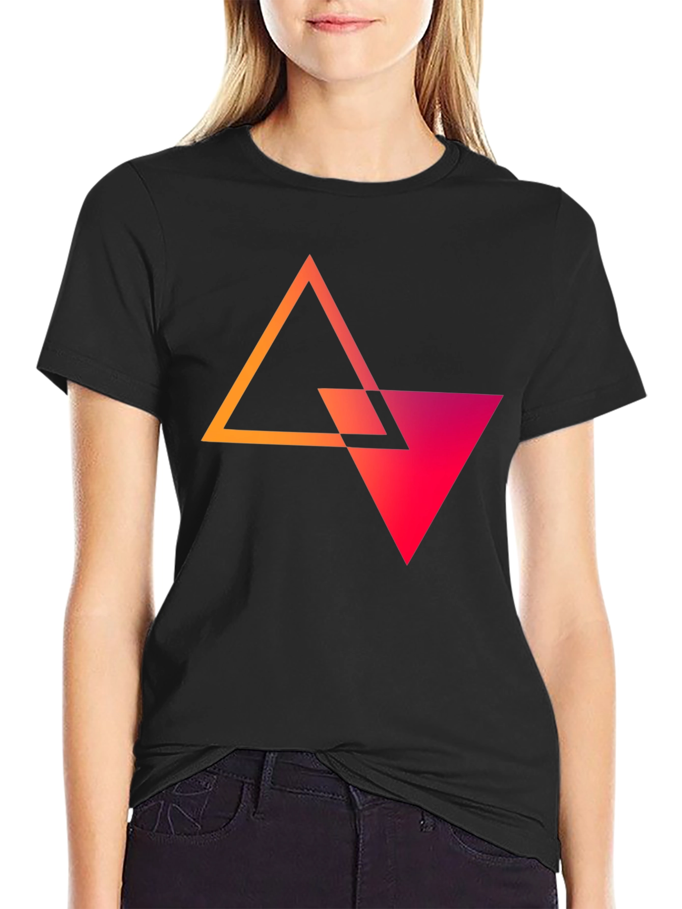 Geometric Triangle Graphic Tee - Stylish Mens Black T-Shirt