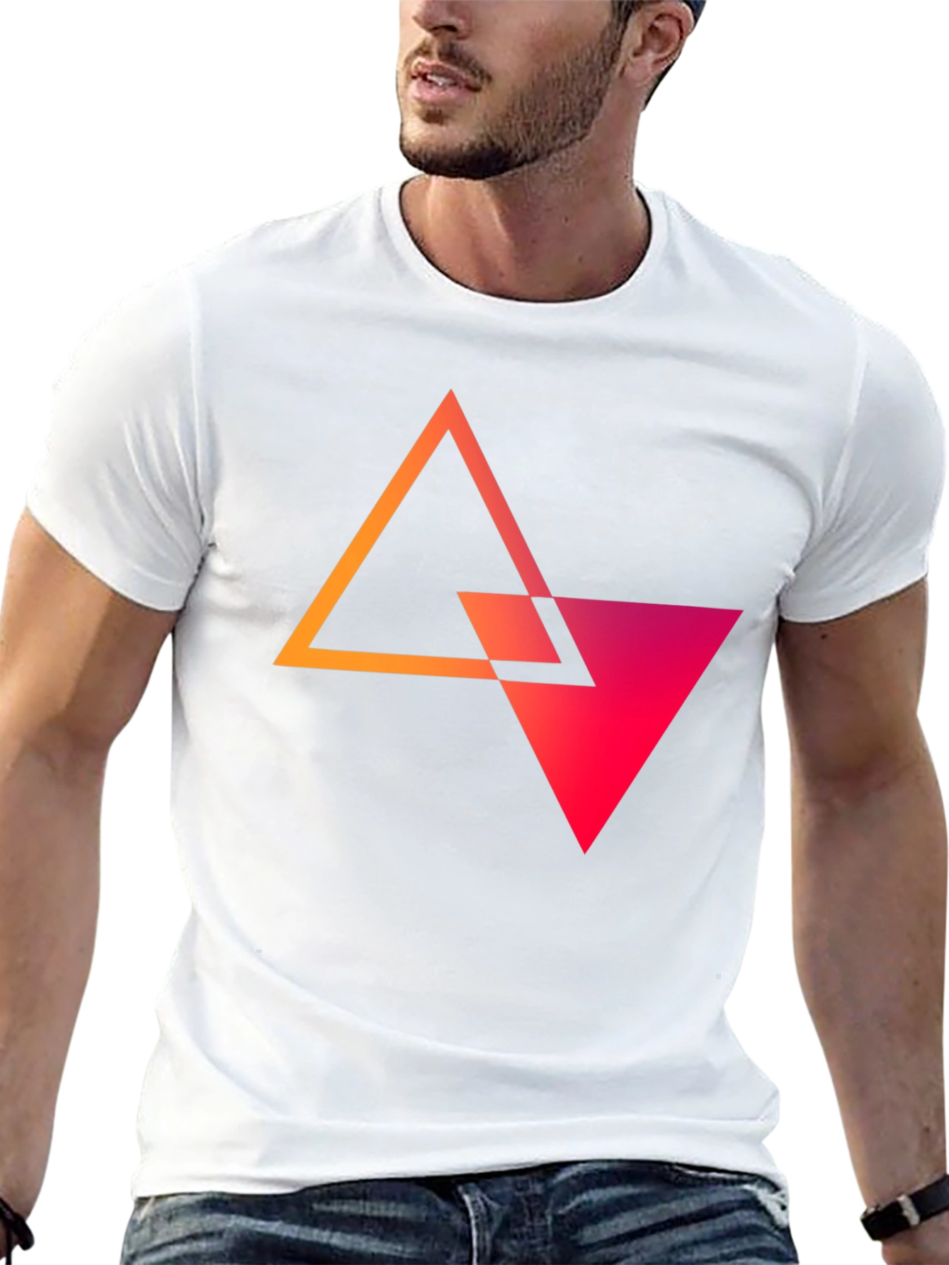Geometric Triangle Graphic Tee - Stylish Mens Black T-Shirt