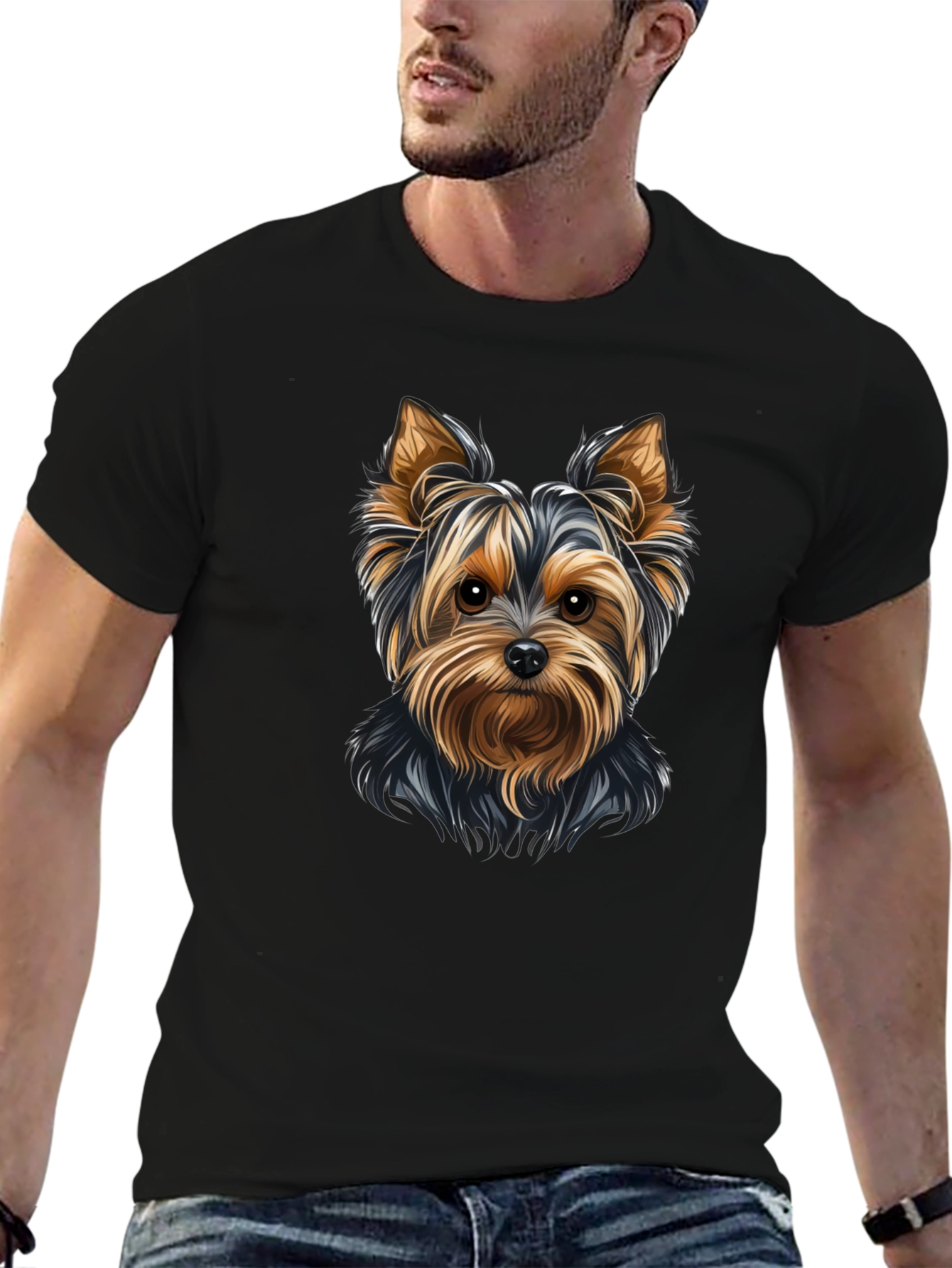 Yorkie Dog Graphic Tee - Black Unisex T-Shirt