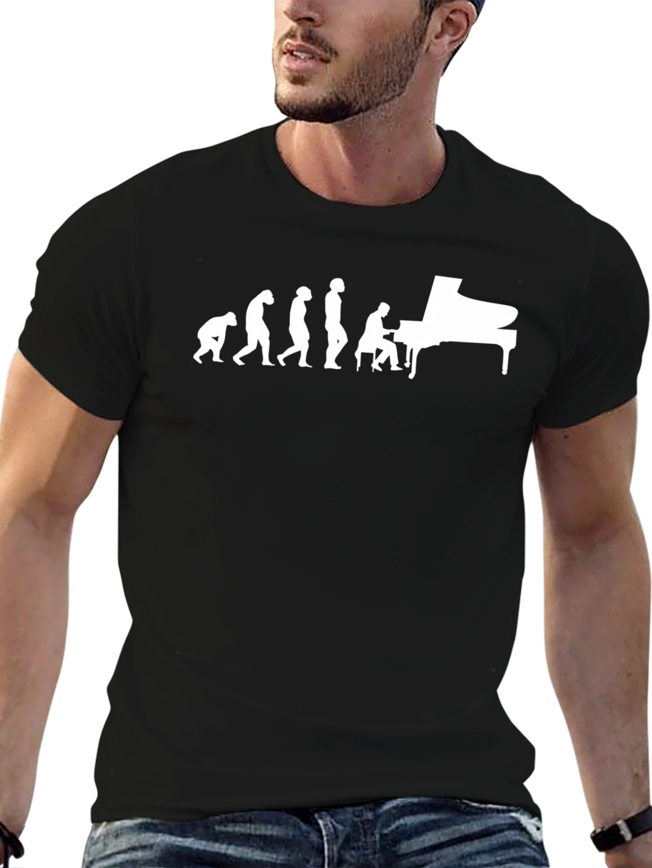 Piano Evolution Graphic T-Shirt - Black