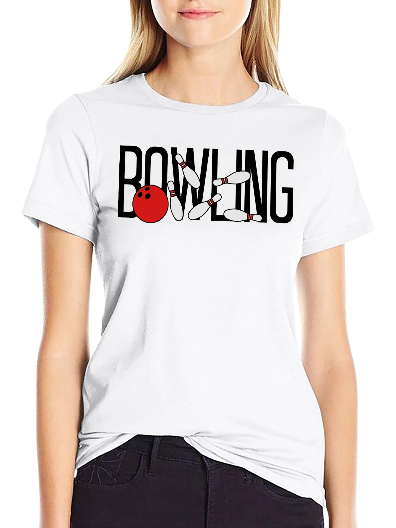 Bowling Strike Graphic Tee - Casual Black T-Shirt