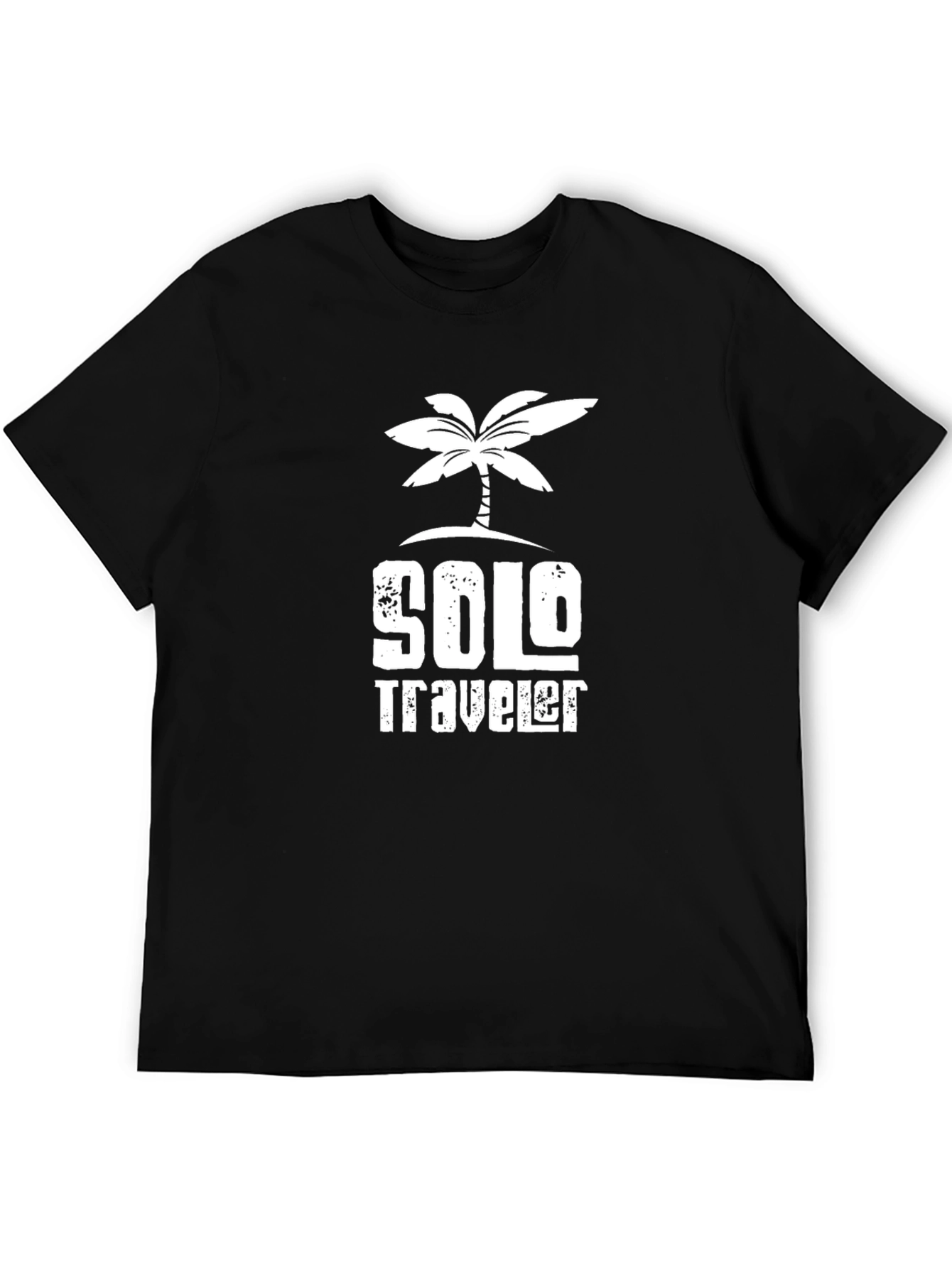 Solo Traveler Palm Tree Graphic Black T-Shirt