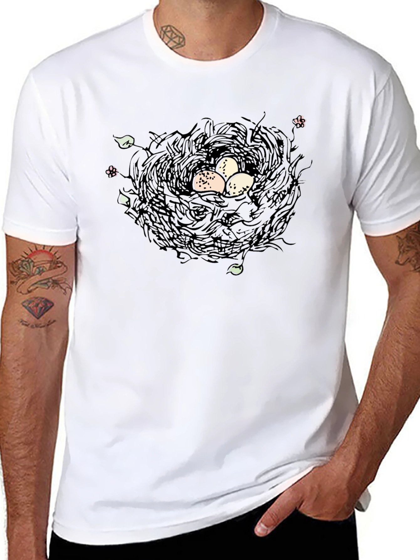 Nest with Eggs Graphic Tee - Unisex Black T-Shirt