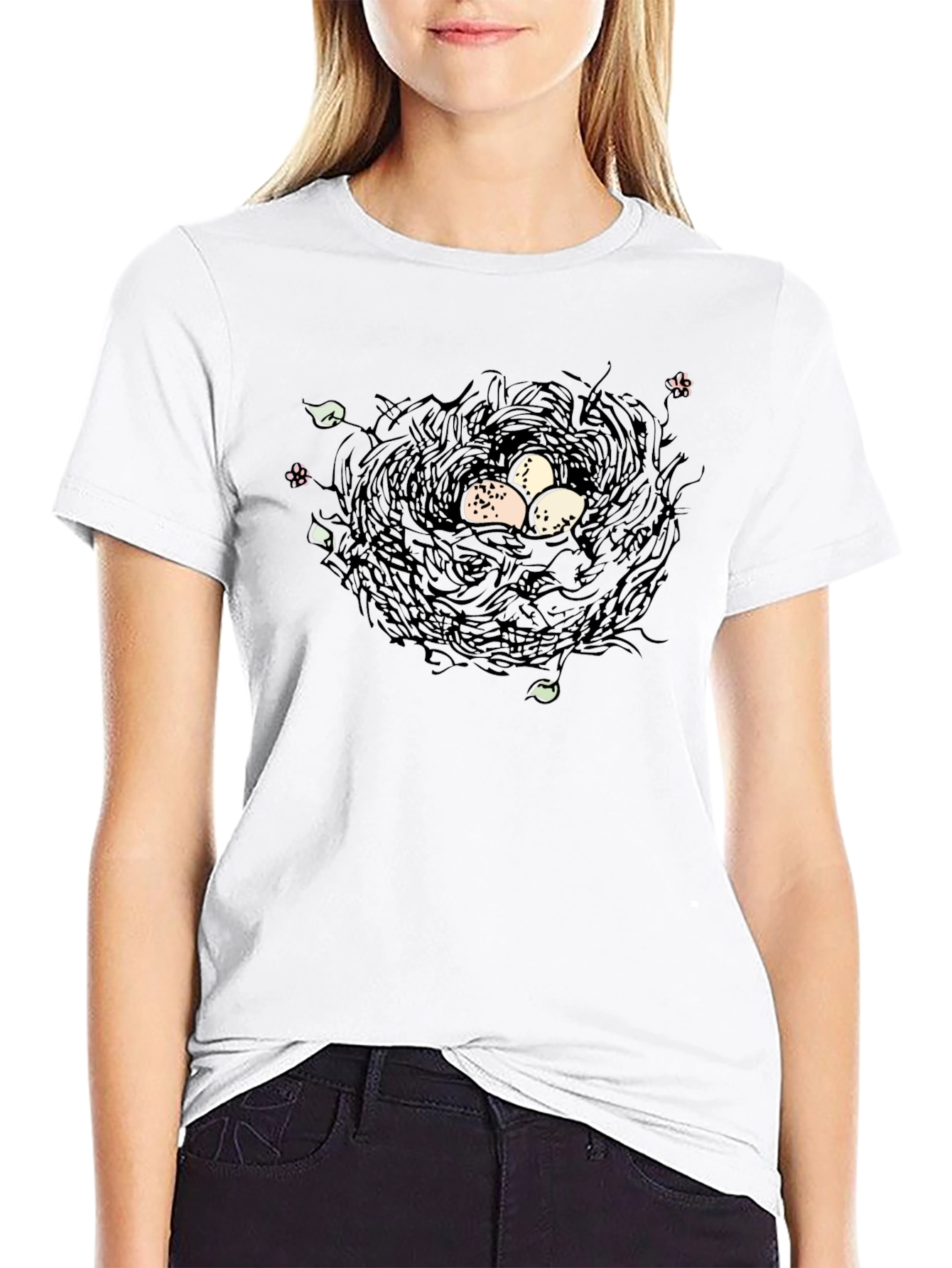 Nest with Eggs Graphic Tee - Unisex Black T-Shirt