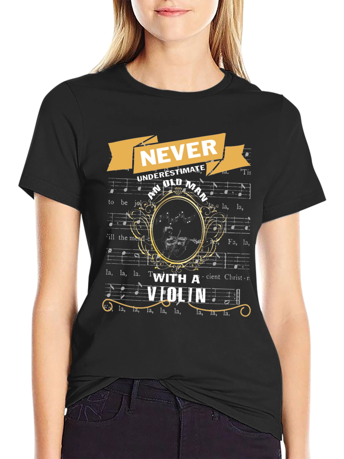 Never Underestimate Old Man With Violin T-Shirt