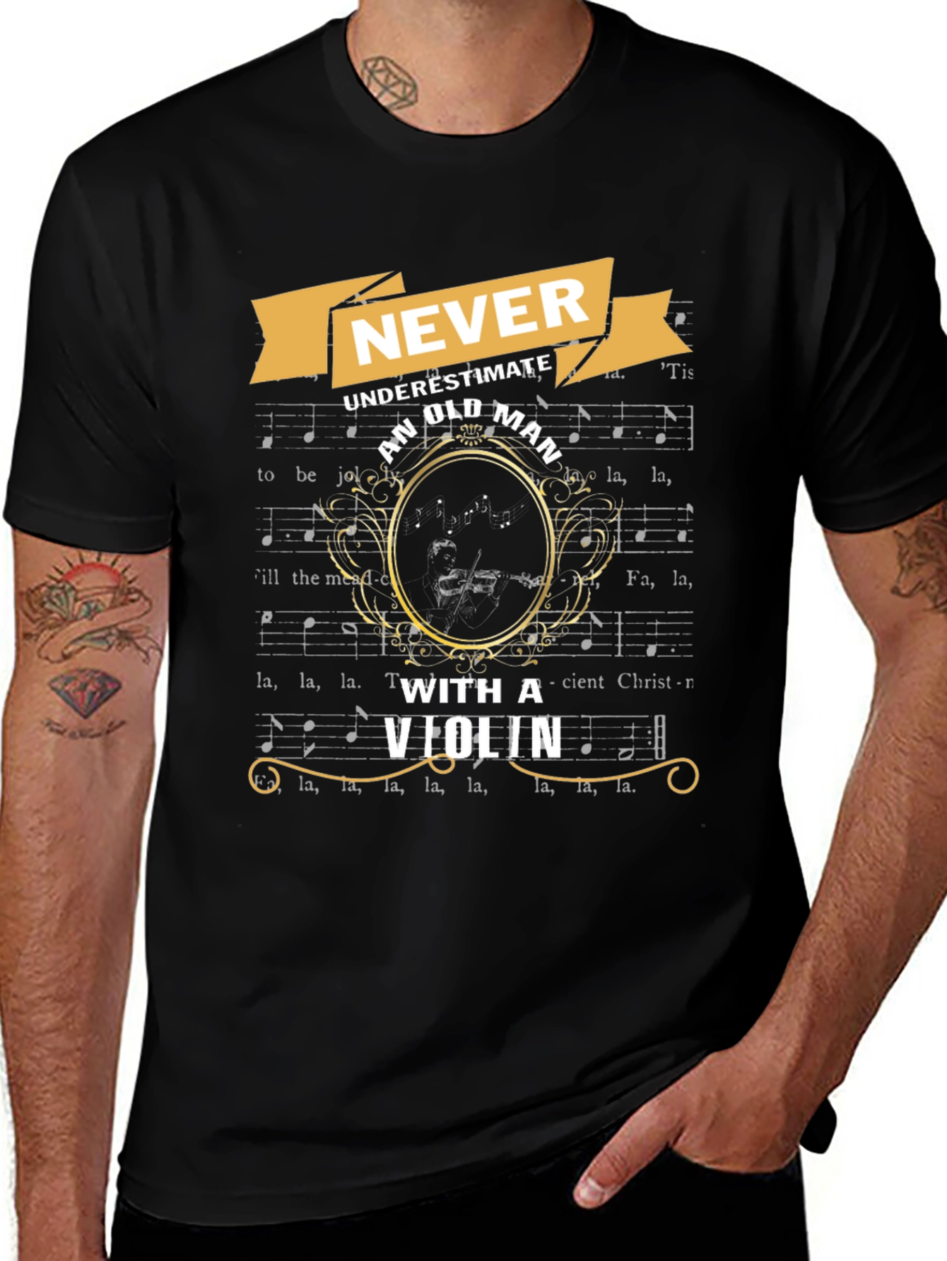Never Underestimate Old Man With Violin T-Shirt