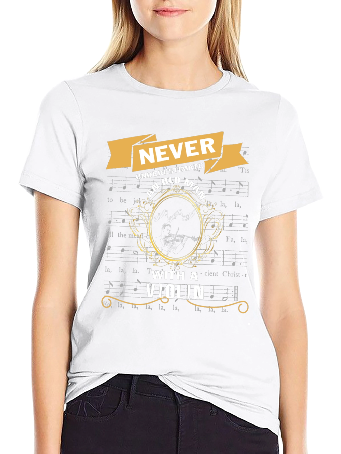 Never Underestimate Old Man With Violin T-Shirt