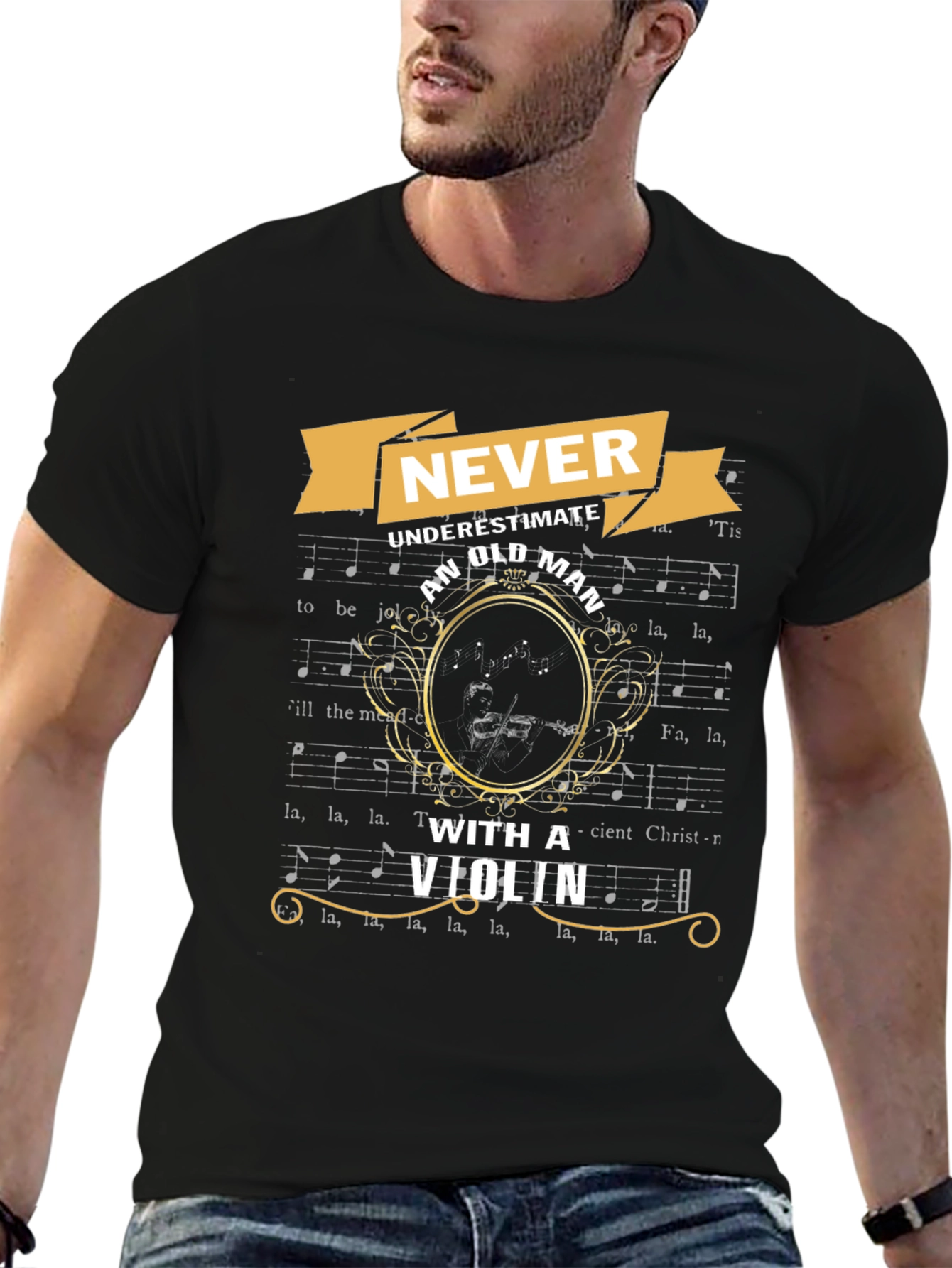 Never Underestimate Old Man With Violin T-Shirt