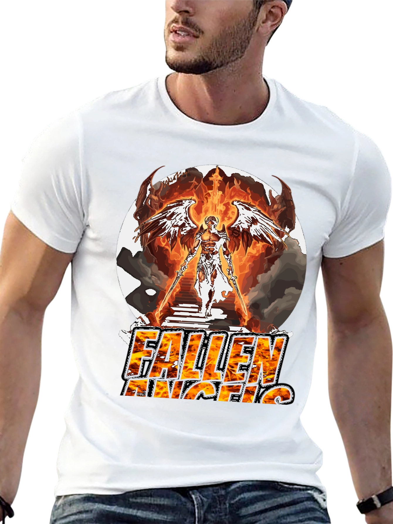 Fallen Angel Graphic T-Shirt - Bold & Unique Design