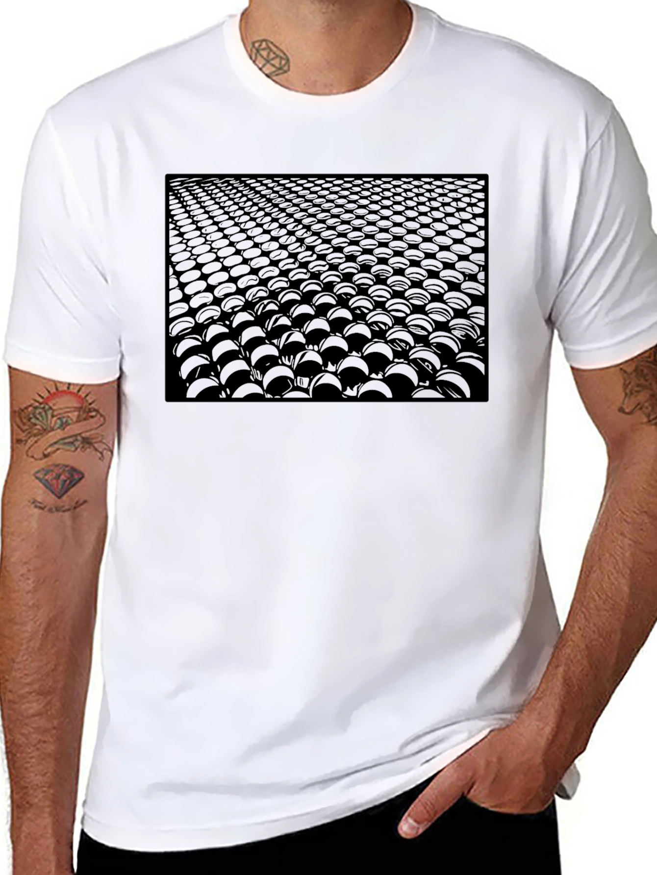 Modern Black Sphere Pattern Tee