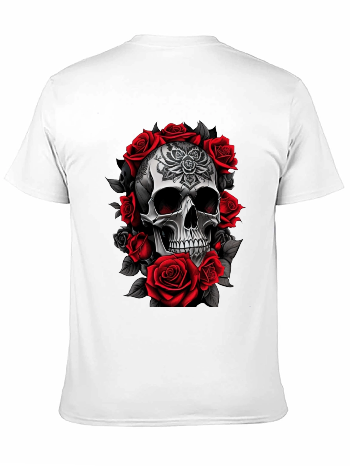 Skull and Roses Graphic Tee - Black
