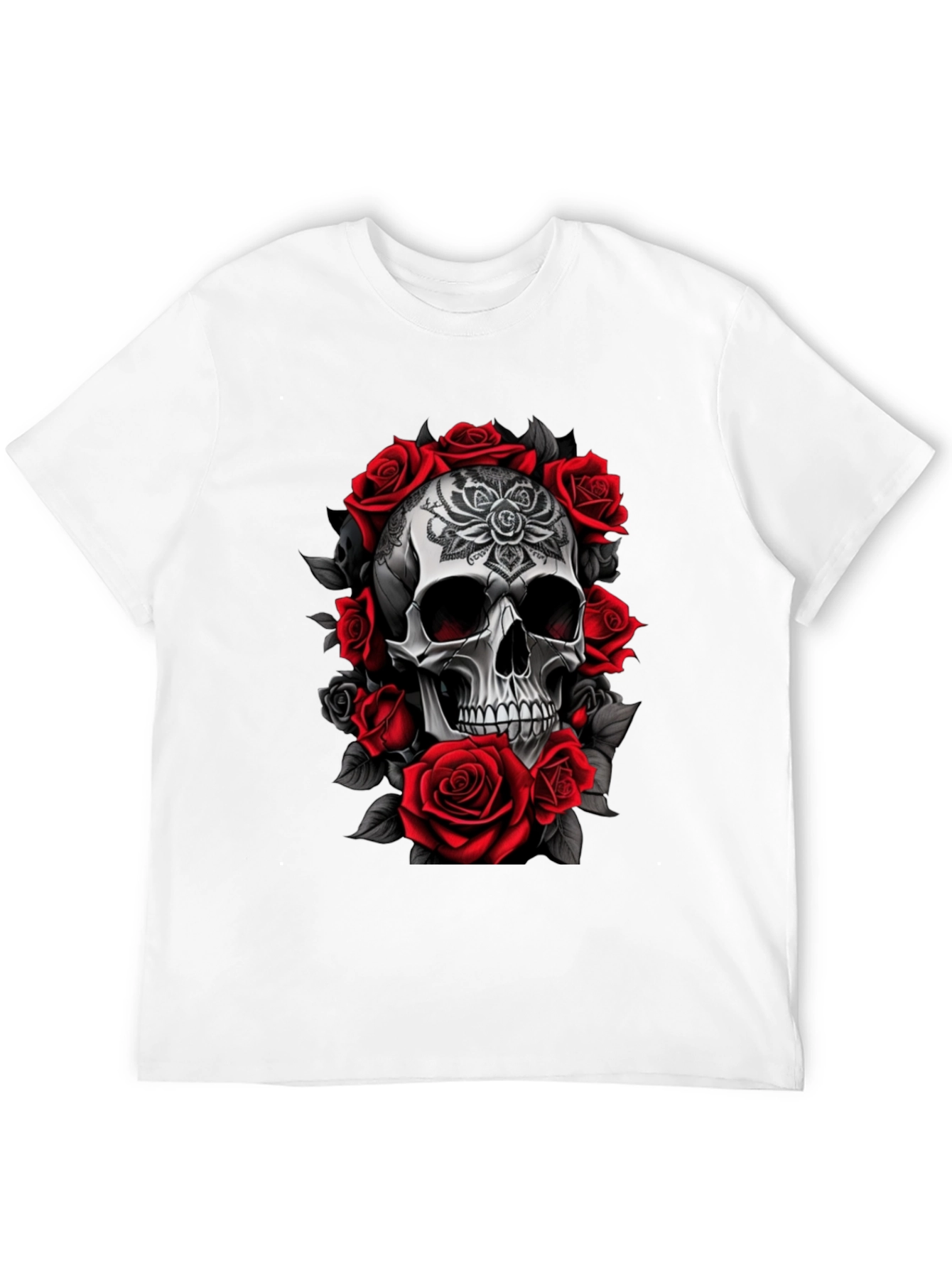 Skull and Roses Graphic Tee - Black