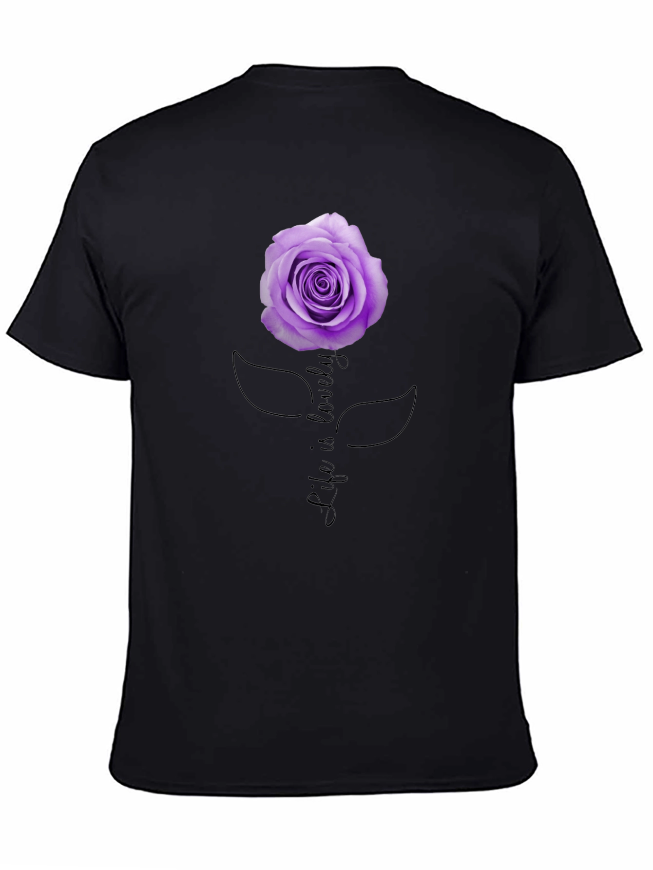 Life Is Lovely Rose Graphic Tee - Black
