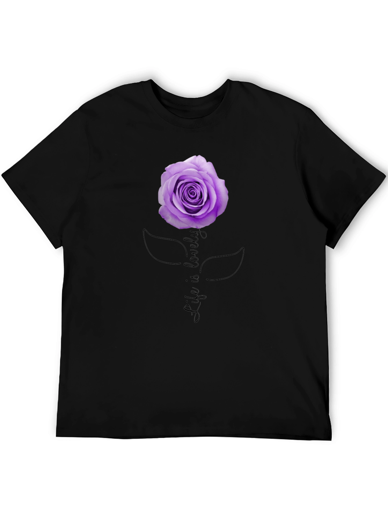 Life Is Lovely Rose Graphic Tee - Black