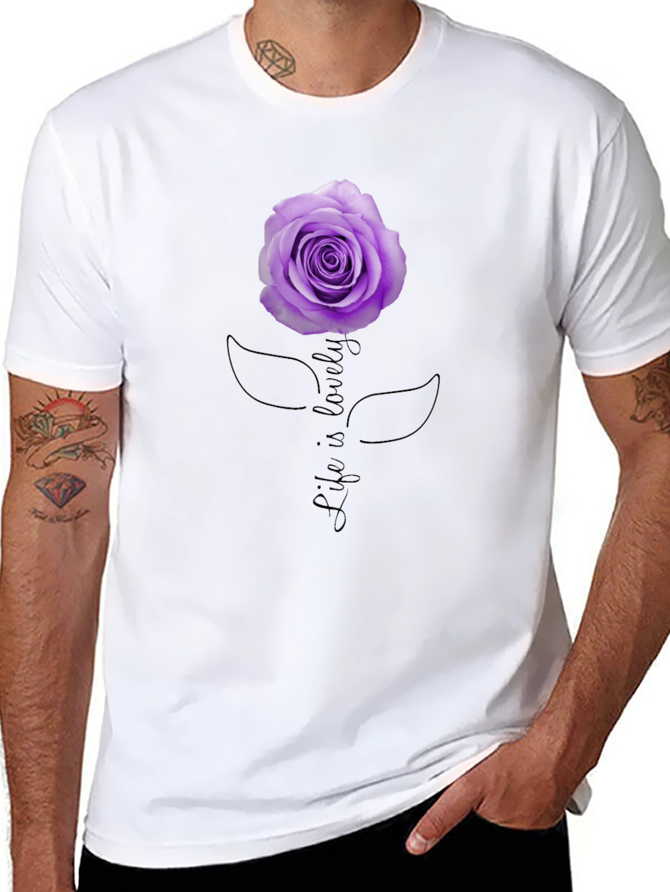 Life Is Lovely Rose Graphic Tee - Black