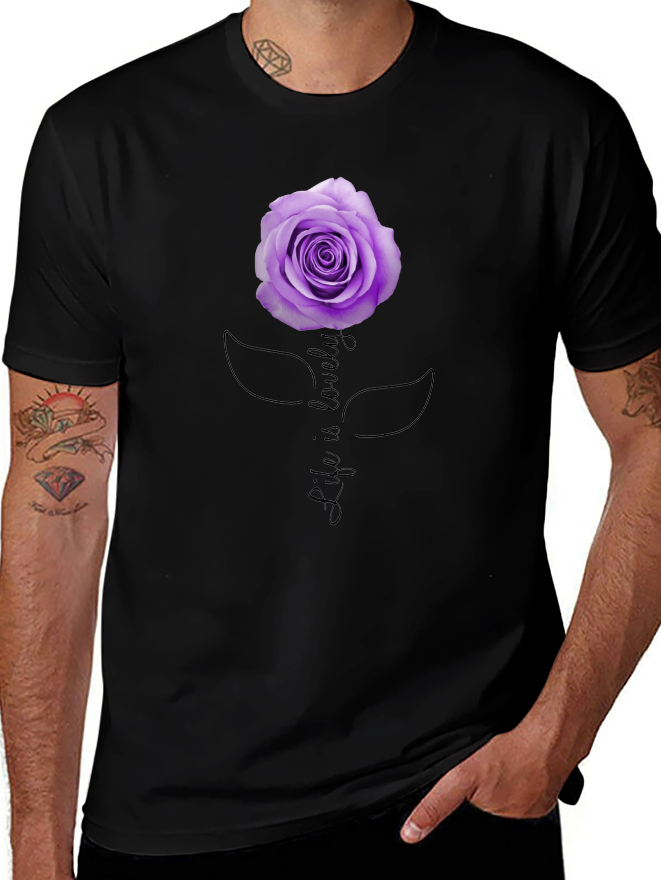 Life Is Lovely Rose Graphic Tee - Black