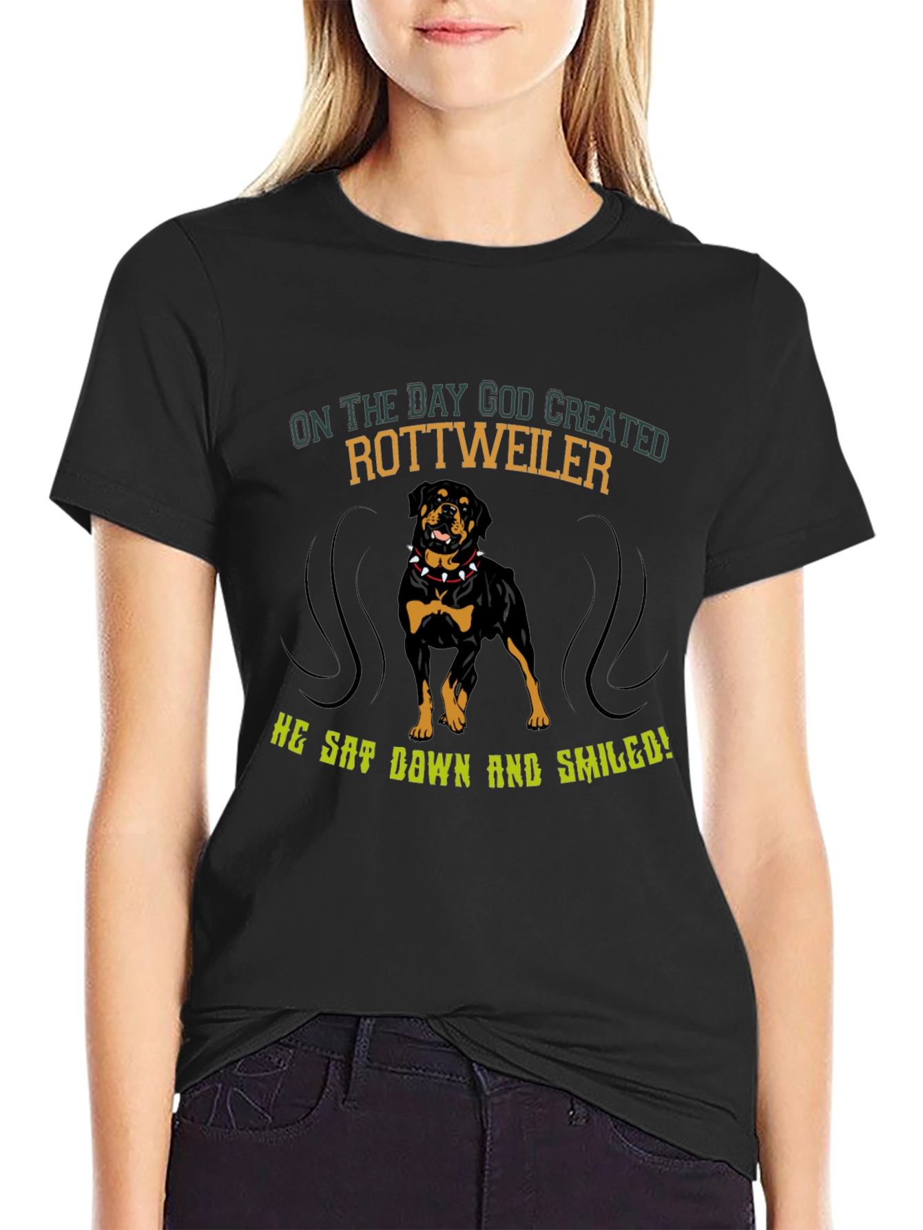 Rottweiler Dog Graphic T-Shirt - Mens Black Tee