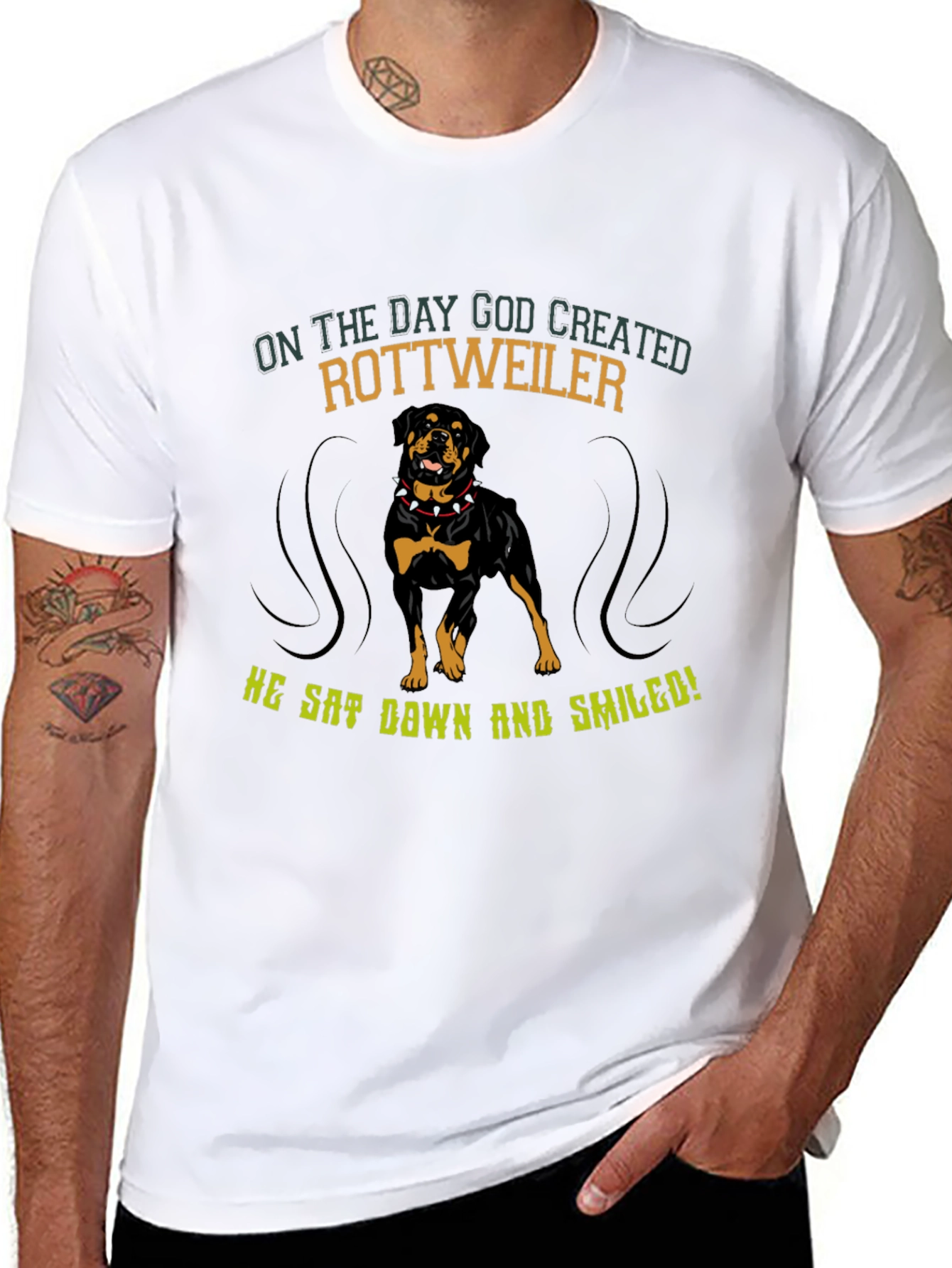 Rottweiler Dog Graphic T-Shirt - Mens Black Tee