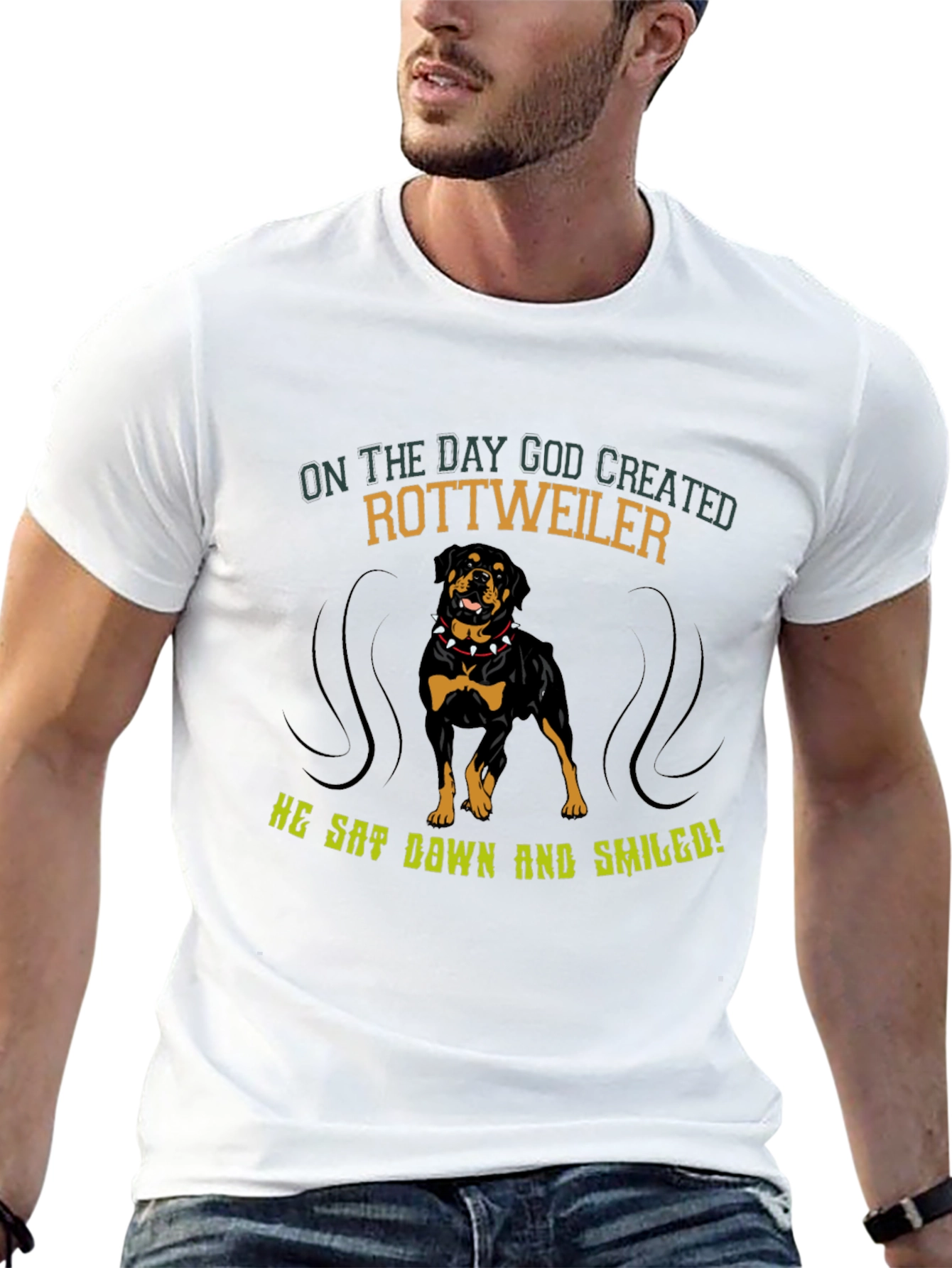 Rottweiler Dog Graphic T-Shirt - Mens Black Tee
