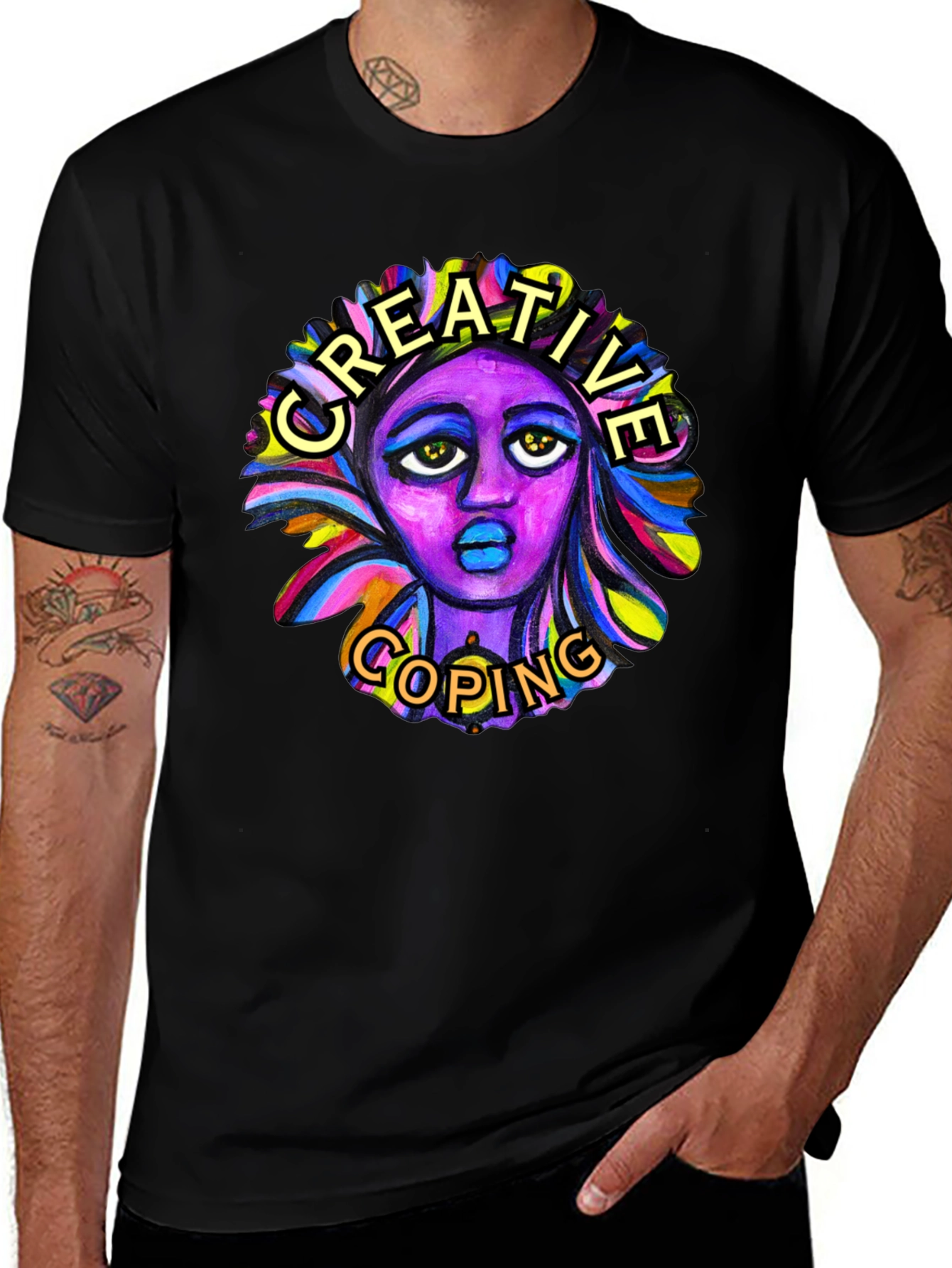 Creative Coping Graphic Tee - Black Unisex