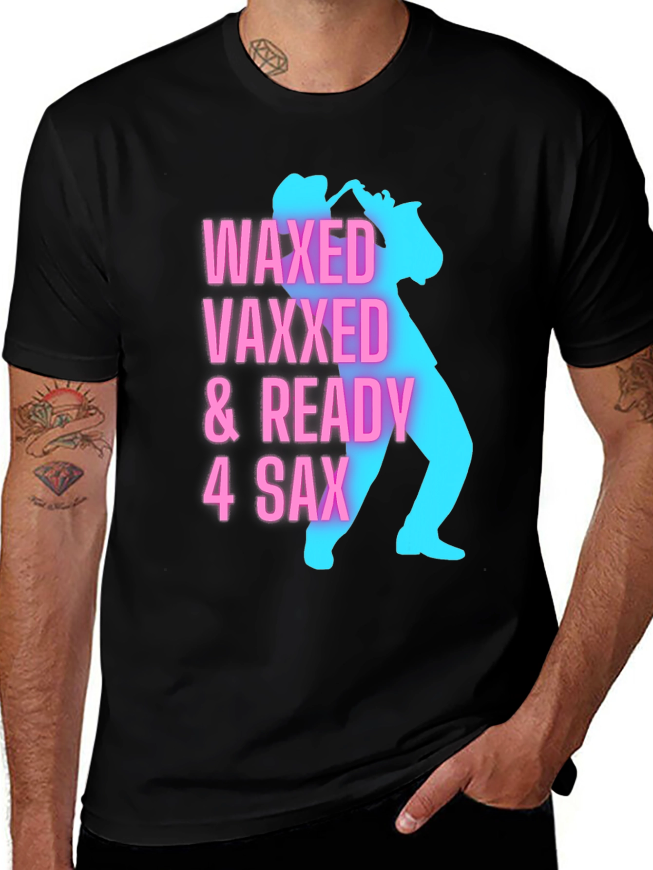 Waxed Vaxxed & Ready Saxophone Player Graphic Tee