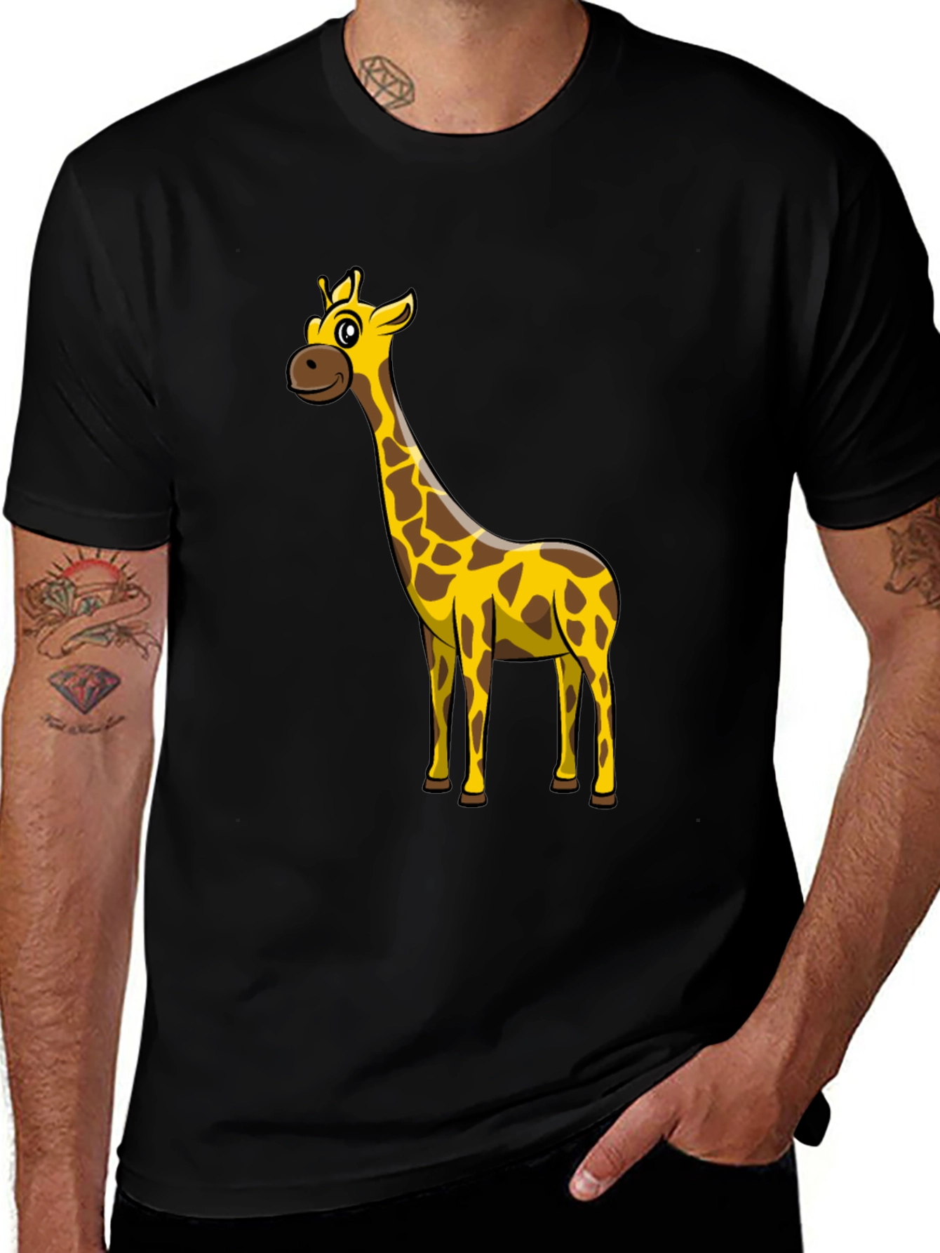 Giraffe Graphic Black T-Shirt