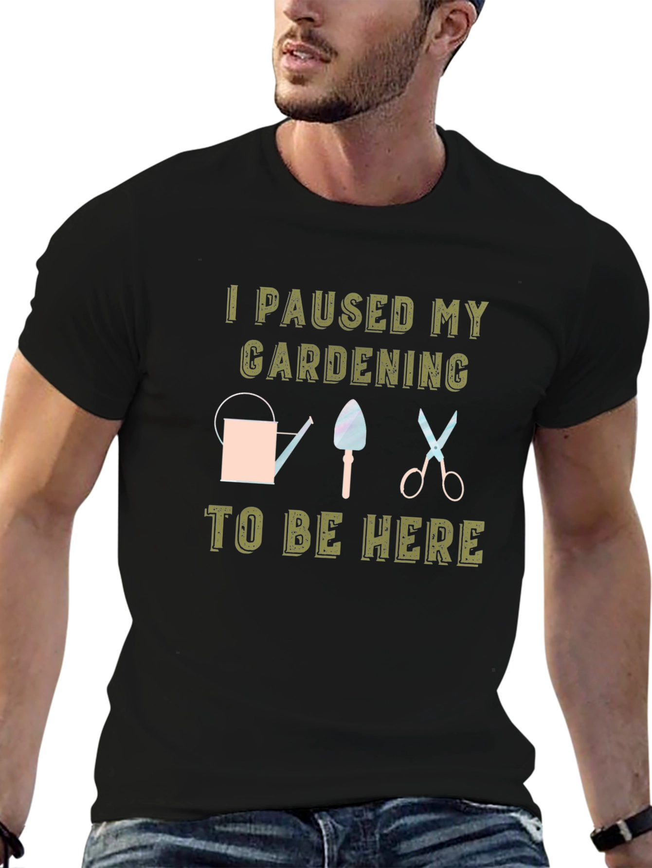 Gardening Pause Black T-Shirt