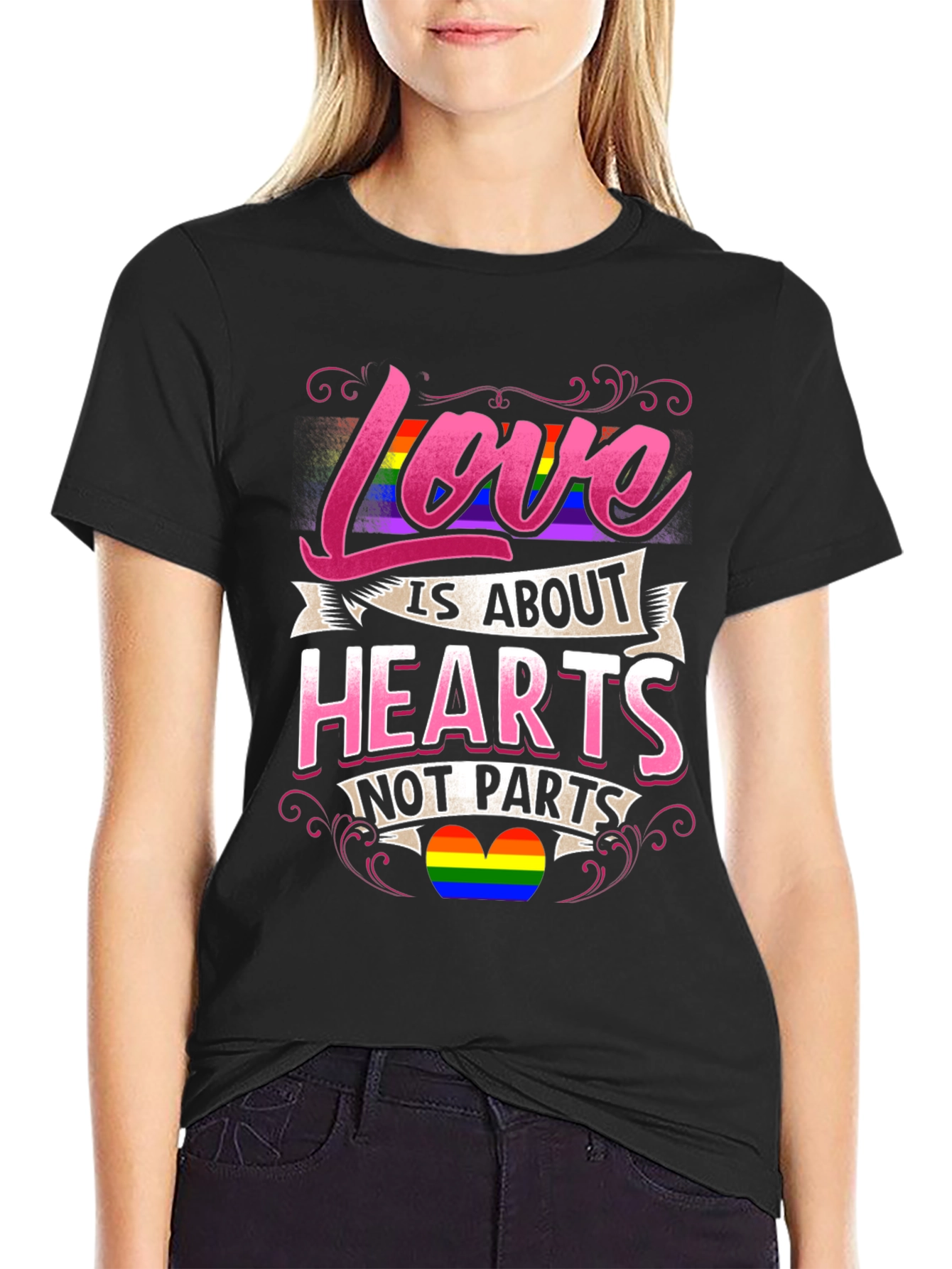 Love is About Hearts Not Parts LGBTQ+ Pride T-Shirt