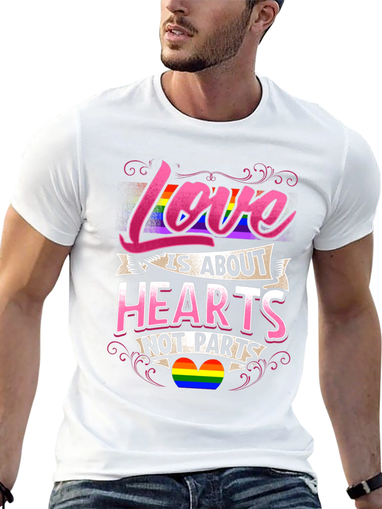 Love is About Hearts Not Parts LGBTQ+ Pride T-Shirt
