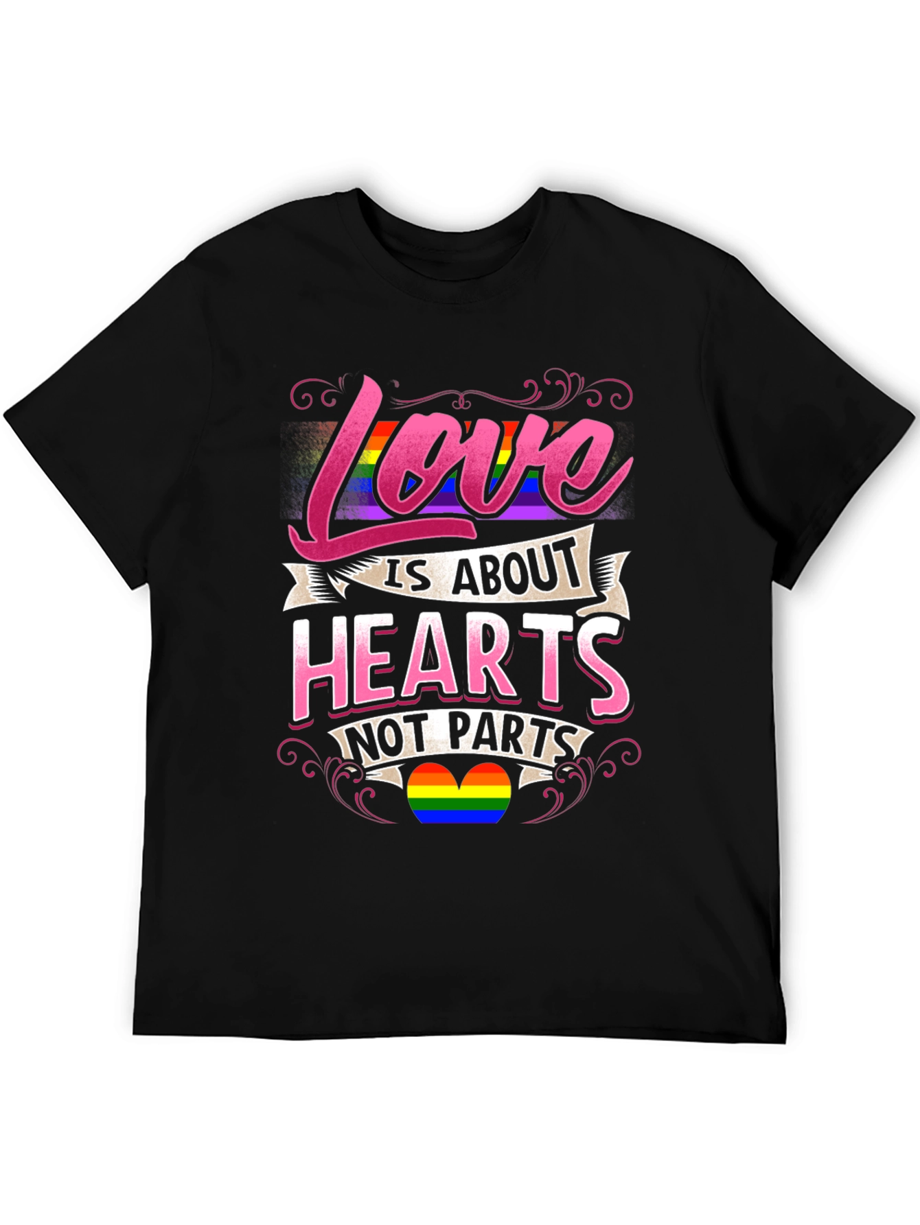 Love is About Hearts Not Parts LGBTQ+ Pride T-Shirt