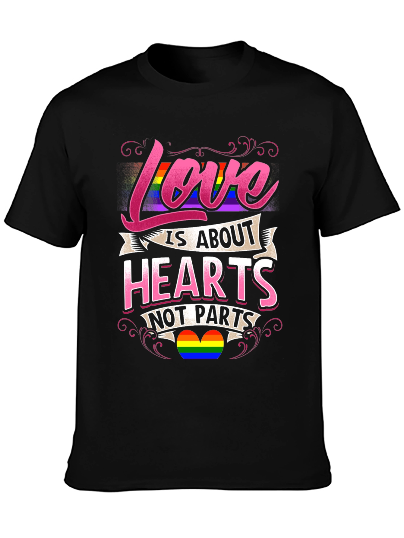 Love is About Hearts Not Parts LGBTQ+ Pride T-Shirt