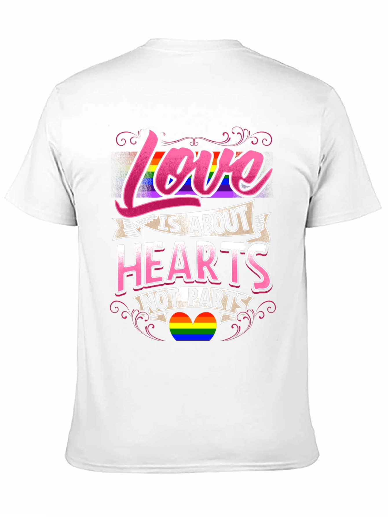 Love is About Hearts Not Parts LGBTQ+ Pride T-Shirt